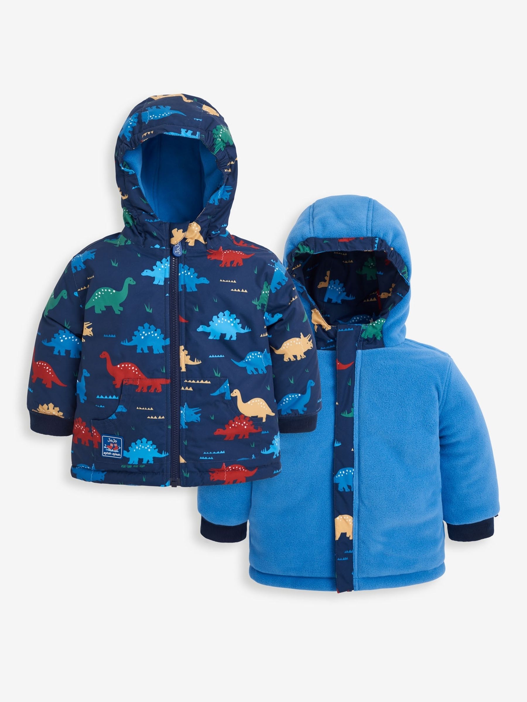 Navy Dinosaur Reversible Fleece Lined Jacket - Image 2 of 9
