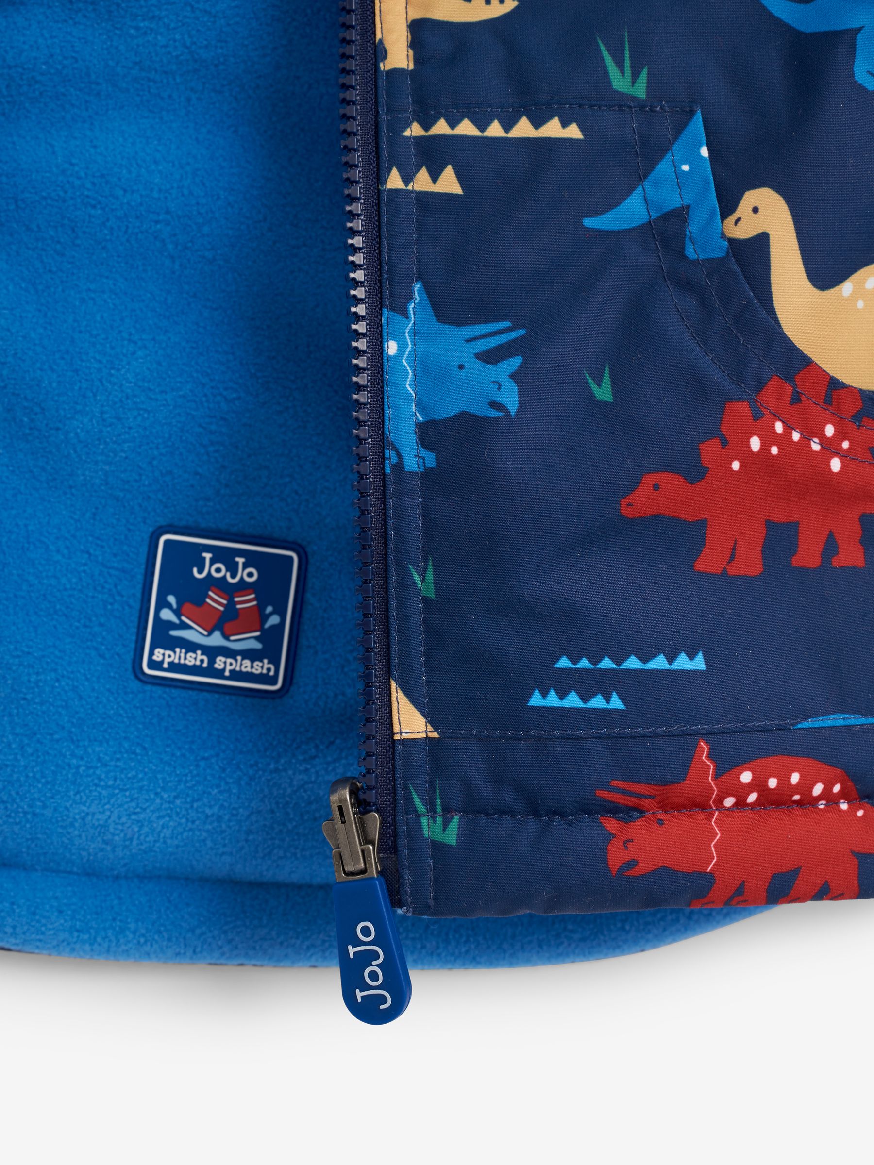 Navy Dinosaur Reversible Fleece Lined Jacket - Image 6 of 9