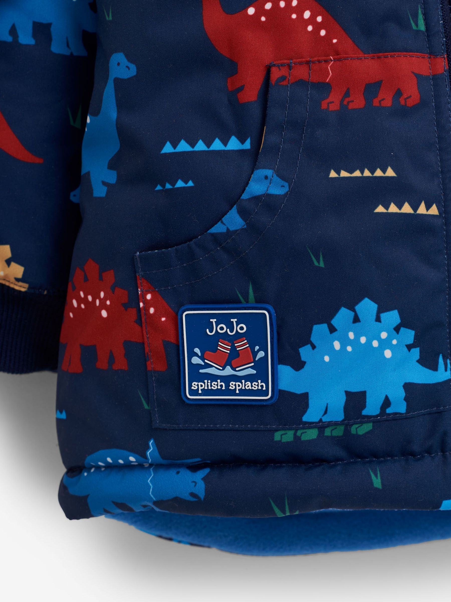 Navy Dinosaur Reversible Fleece Lined Jacket - Image 7 of 9