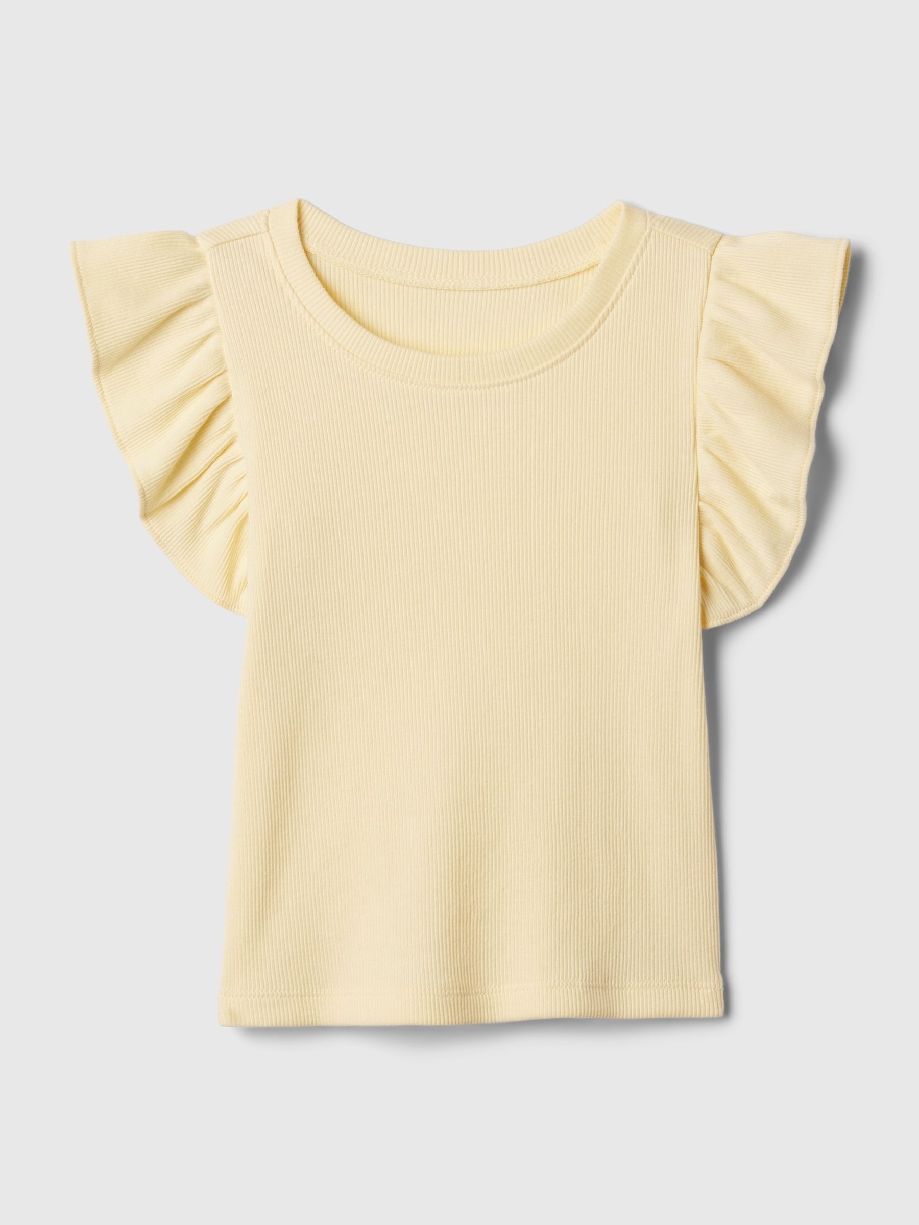 Yellow Ruffle Sleeve Crew Neck Short Sleeve T-Shirt (Newborn-5yrs) - Image 1 of 1