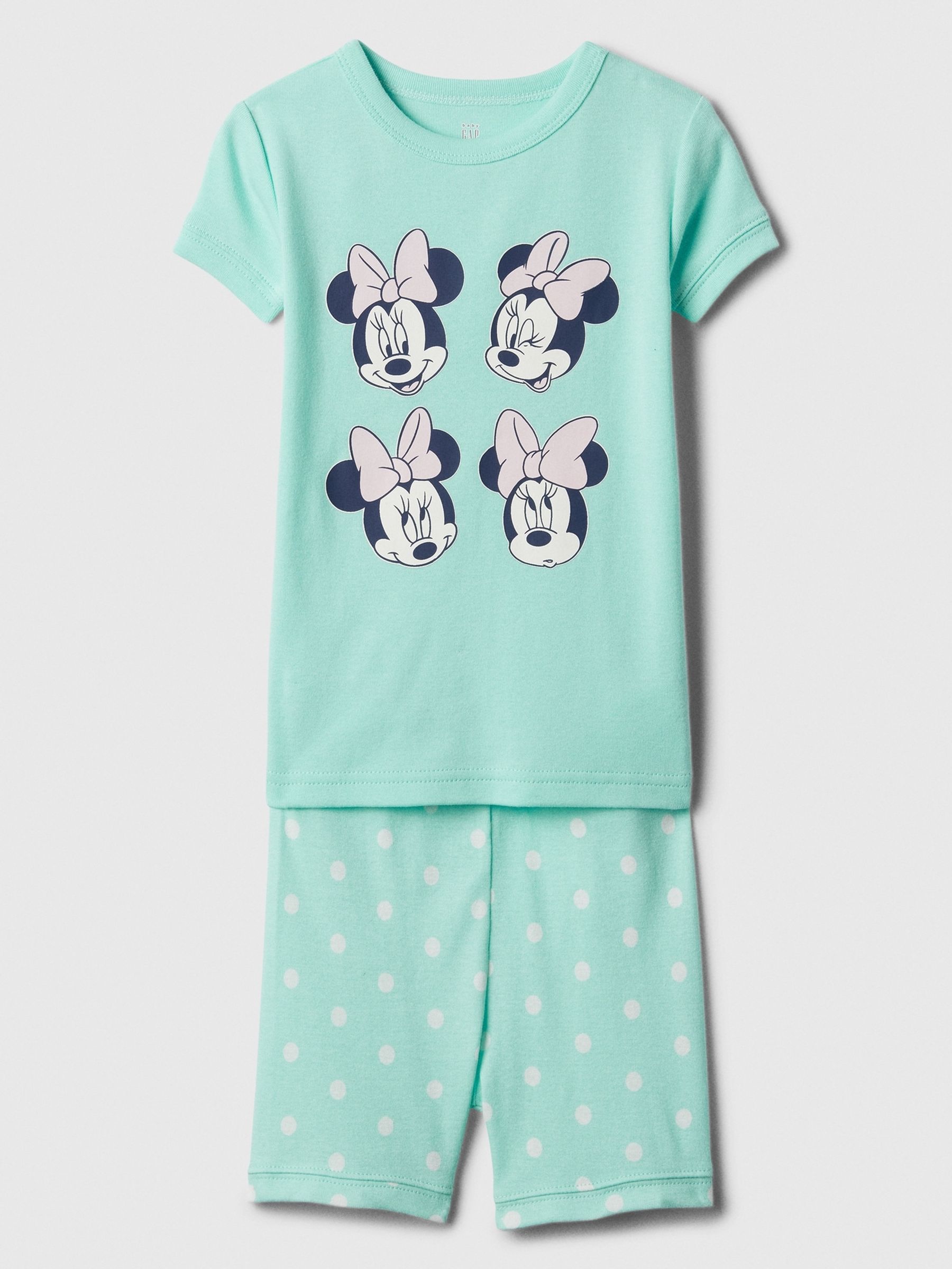 Green Disney Minnie Mouse Organic Cotton Short Sleeve Pyjama Set - Image 1 of 1