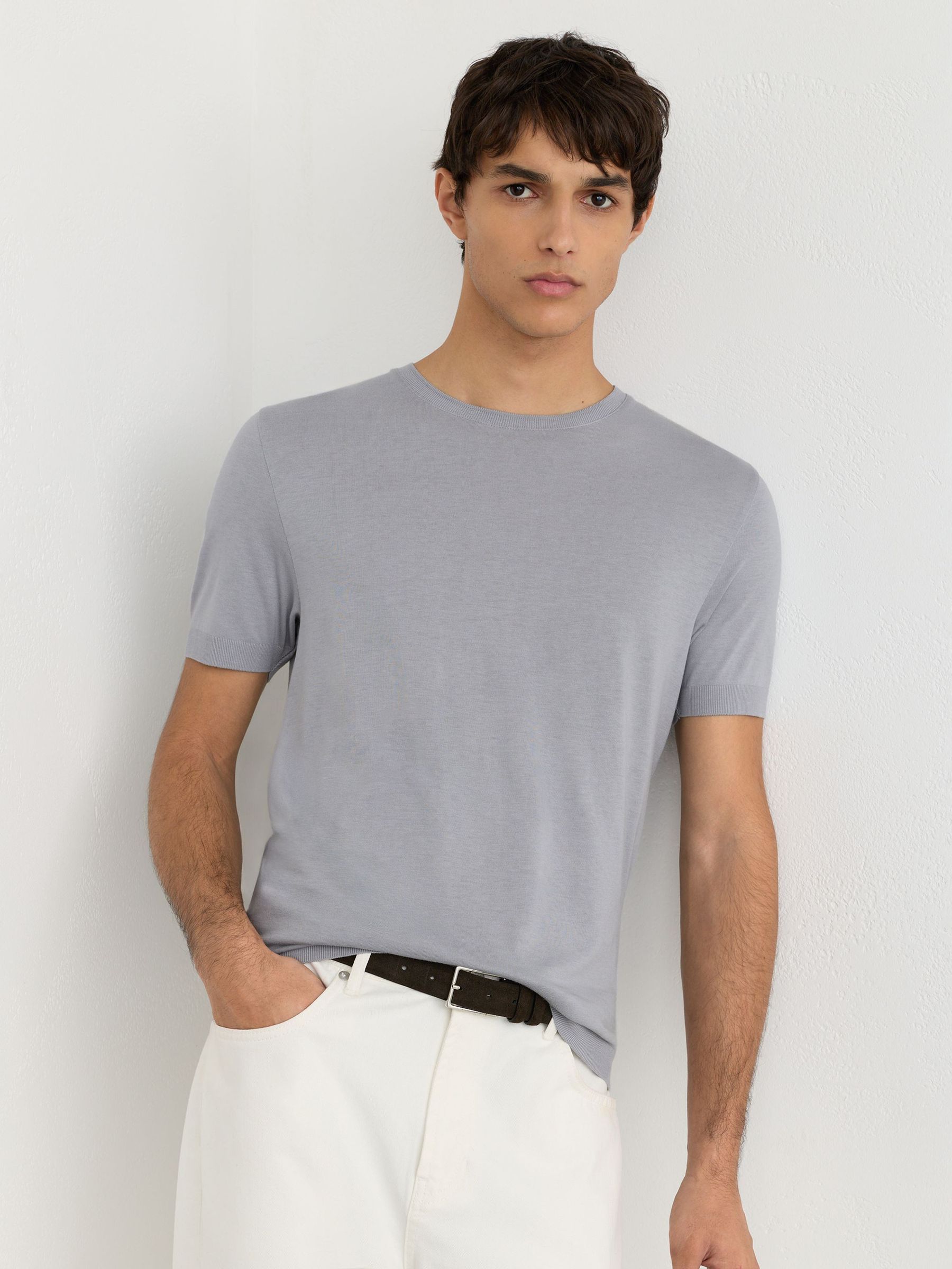 Cotton-Modal Crew-Neck Modern-Fit T-Shirt in Light Blue - Image 3 of 7