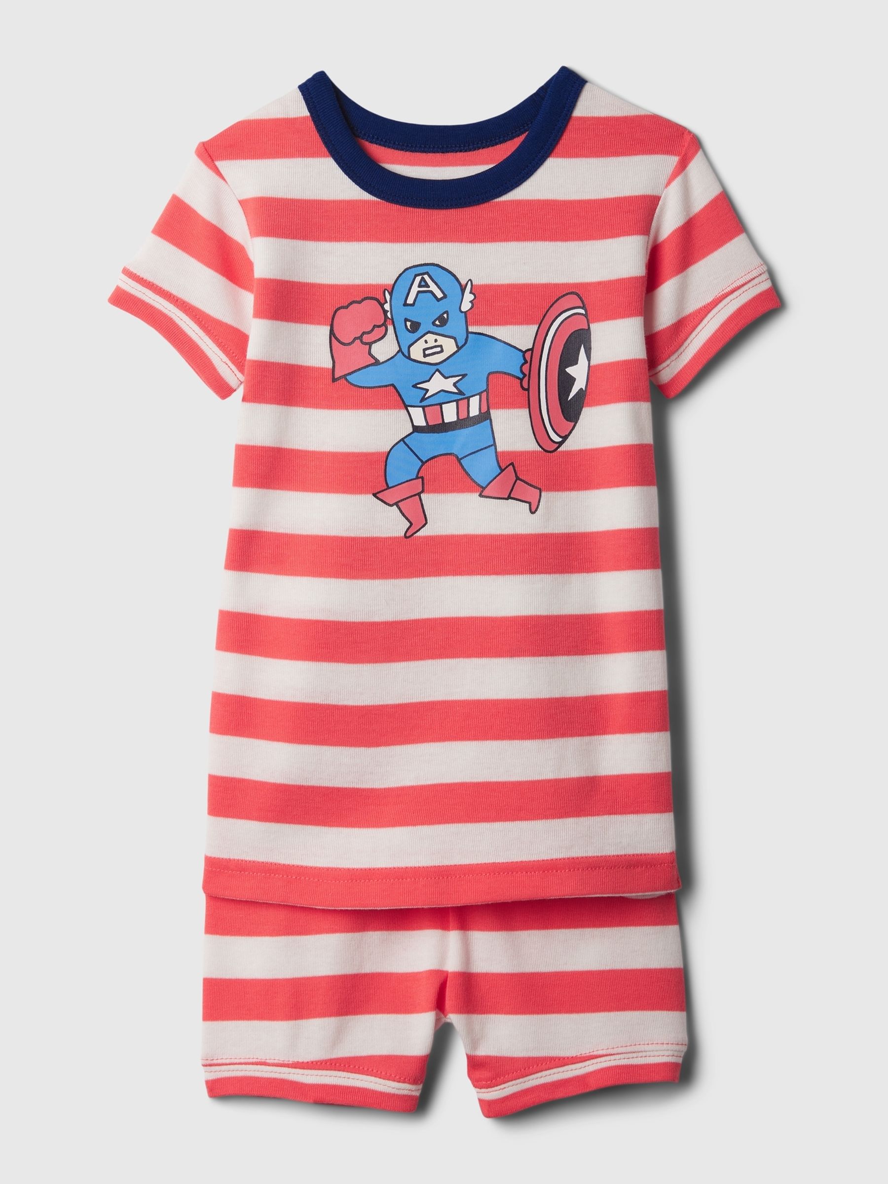 Red Stripe Marvel Captain America Organic Cotton Marvel Pyjama Set (6mths-5yrs) - Image 1 of 2