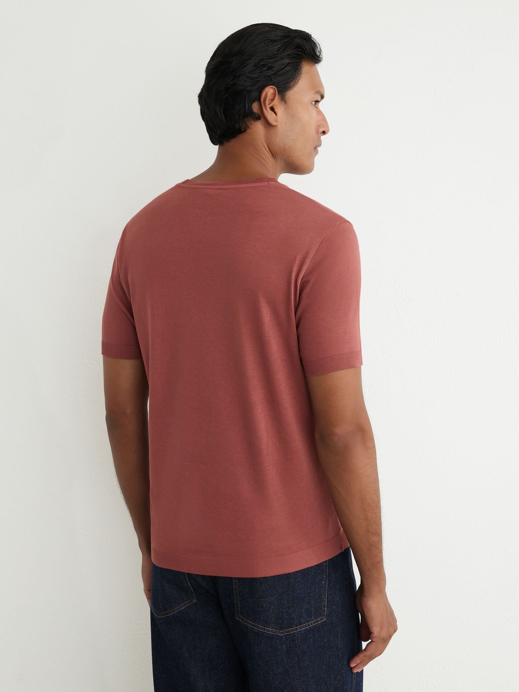 Cotton-Modal Crew-Neck Modern-Fit T-Shirt in Soft Red - Image 5 of 7