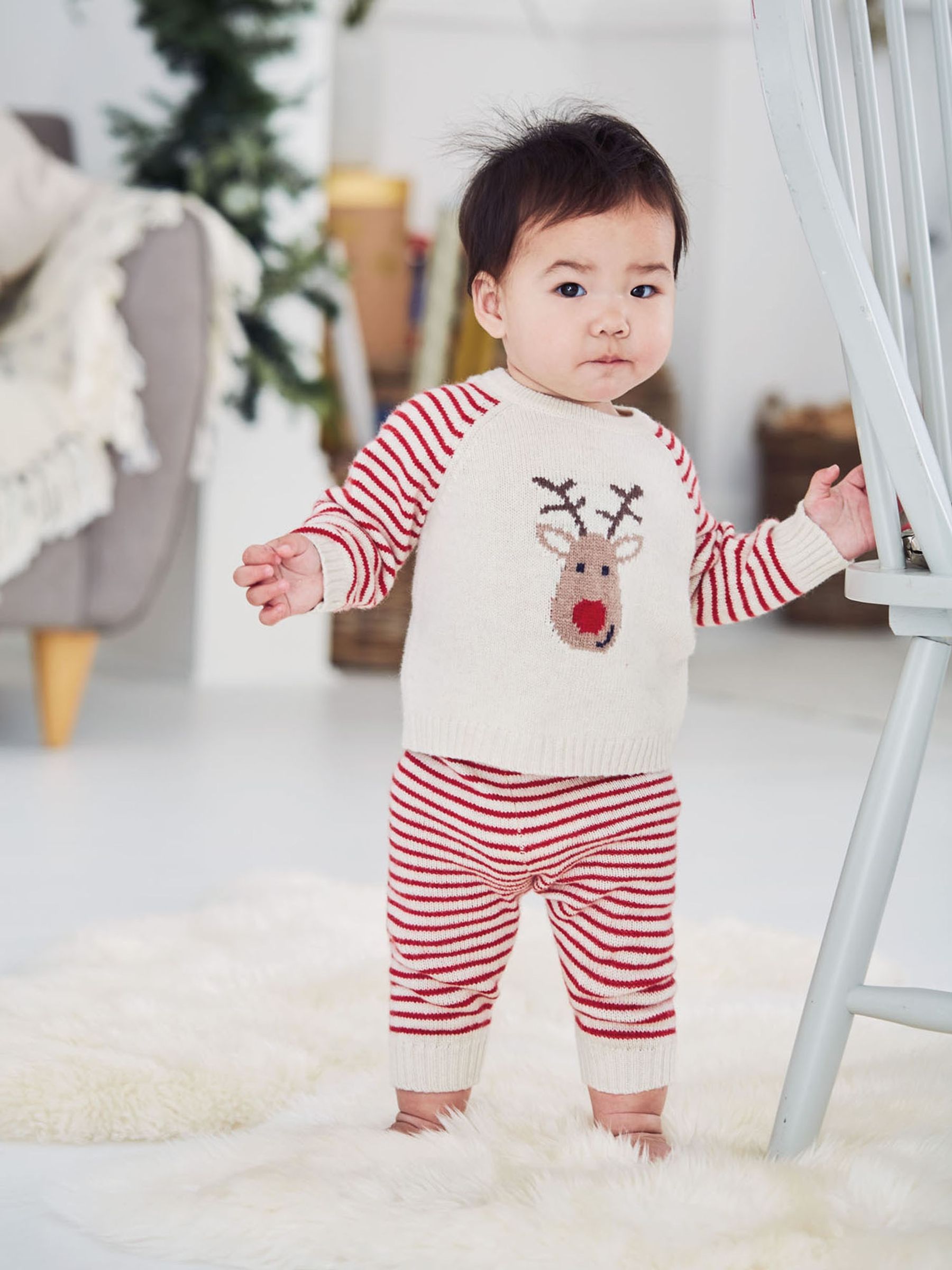 Reindeer Knitted Baby Set in Cream - Image 1 of 5