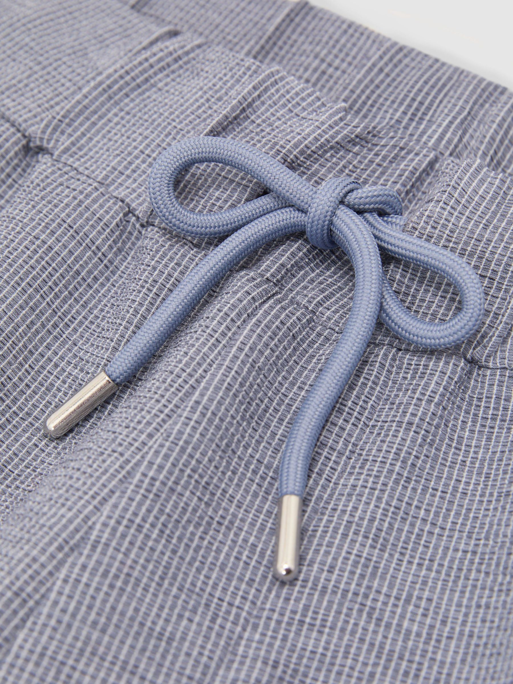 Textured Stripe Drawstring Shorts in Airforce Blue - 圖片 6/6
