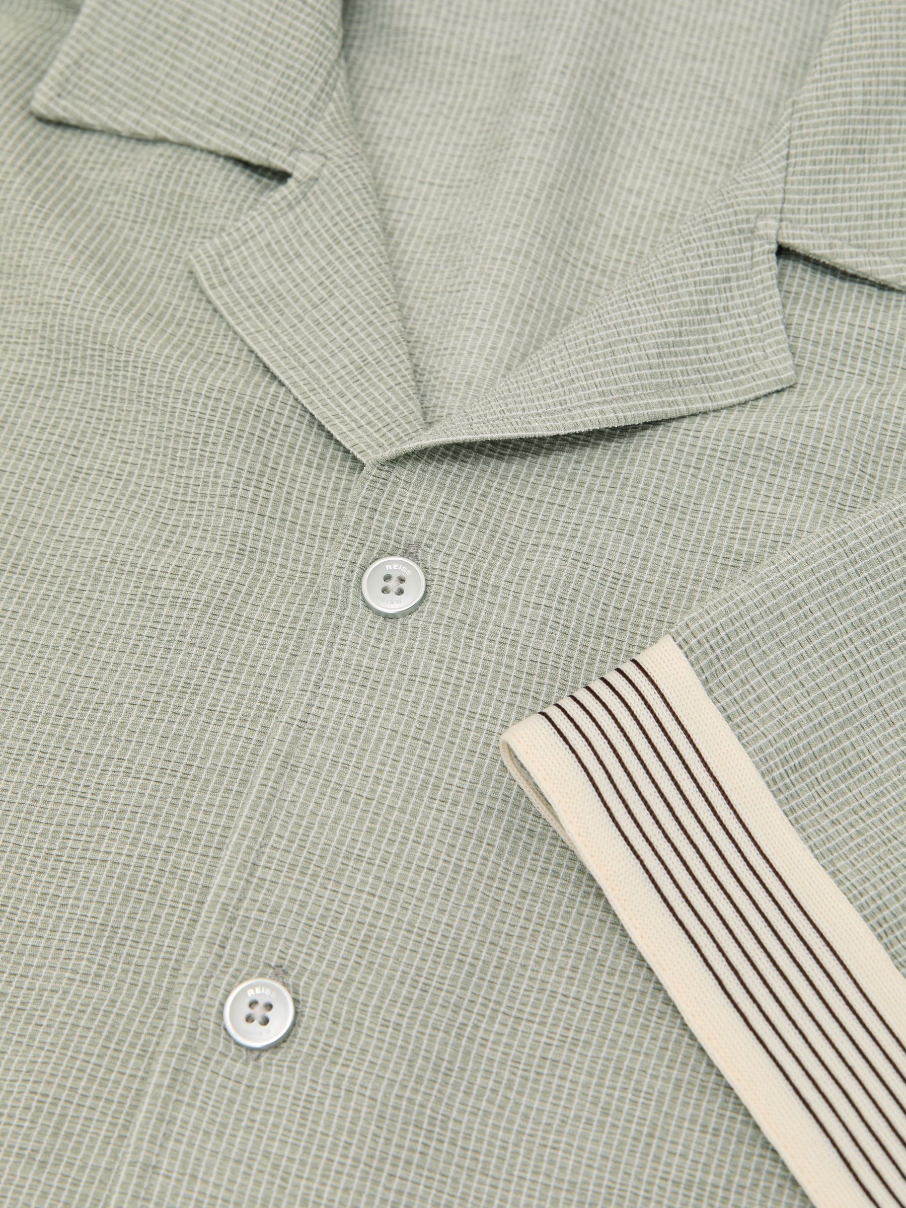 Textured Stripe-Tape Cuban-Collar Shirt in Sage Green - Image 6 of 6