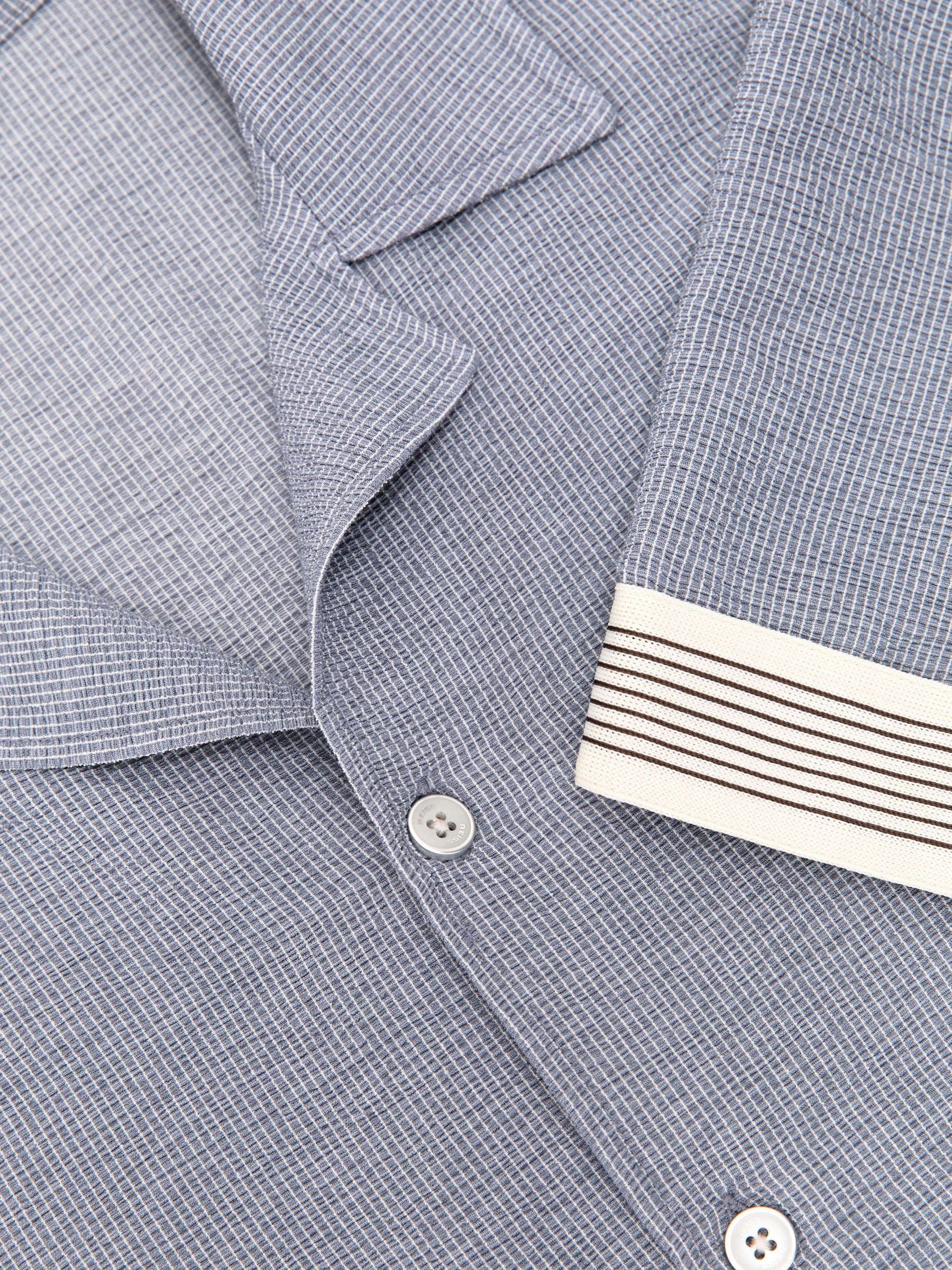 Textured Stripe-Tape Cuban-Collar Shirt in Airforce Blue - Bild 6 av 6