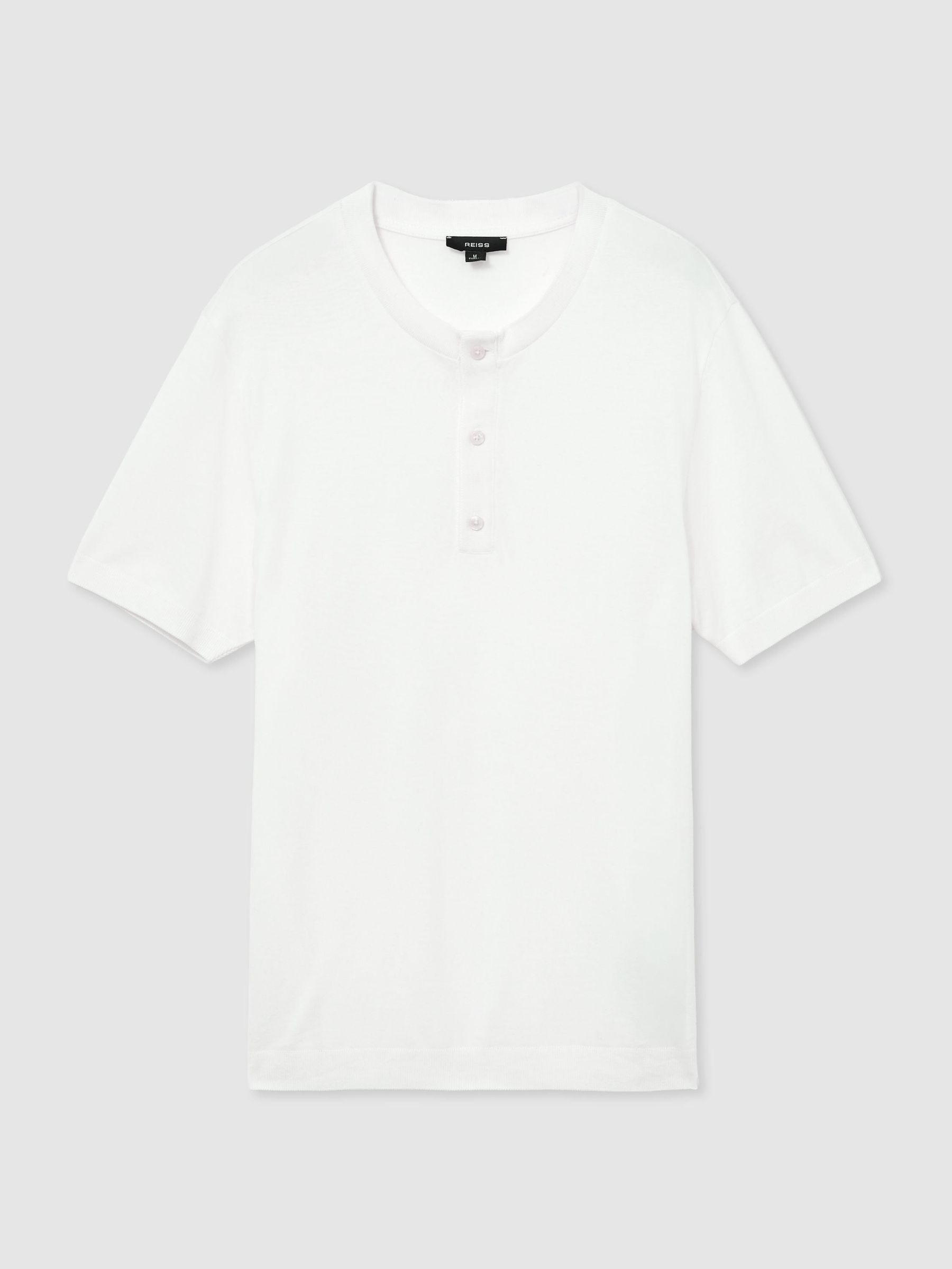 Cotton-Modal Tailored-Fit Henley T-Shirt in White - Image 2 of 7