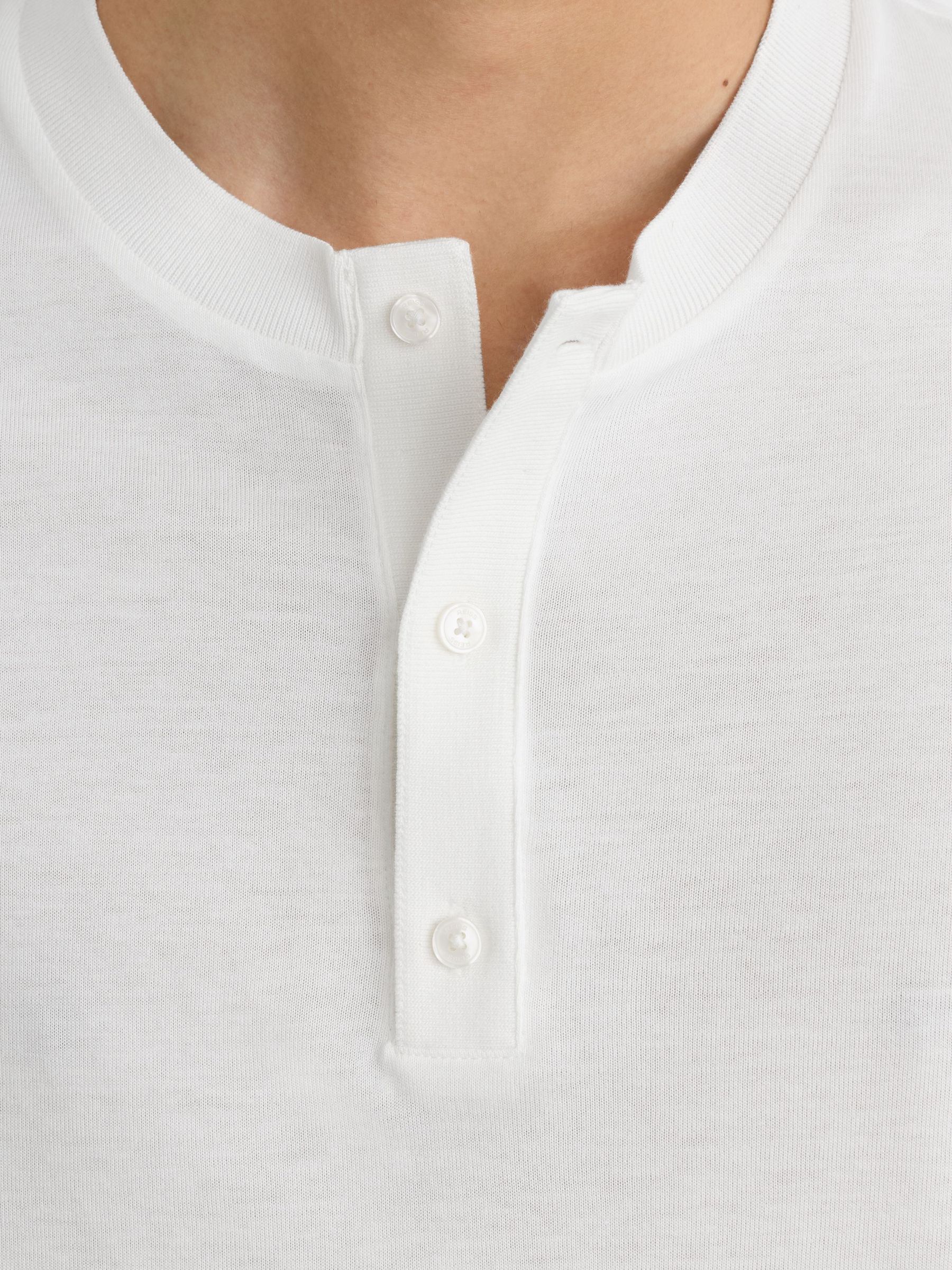 Cotton-Modal Tailored-Fit Henley T-Shirt in White - Image 3 of 7