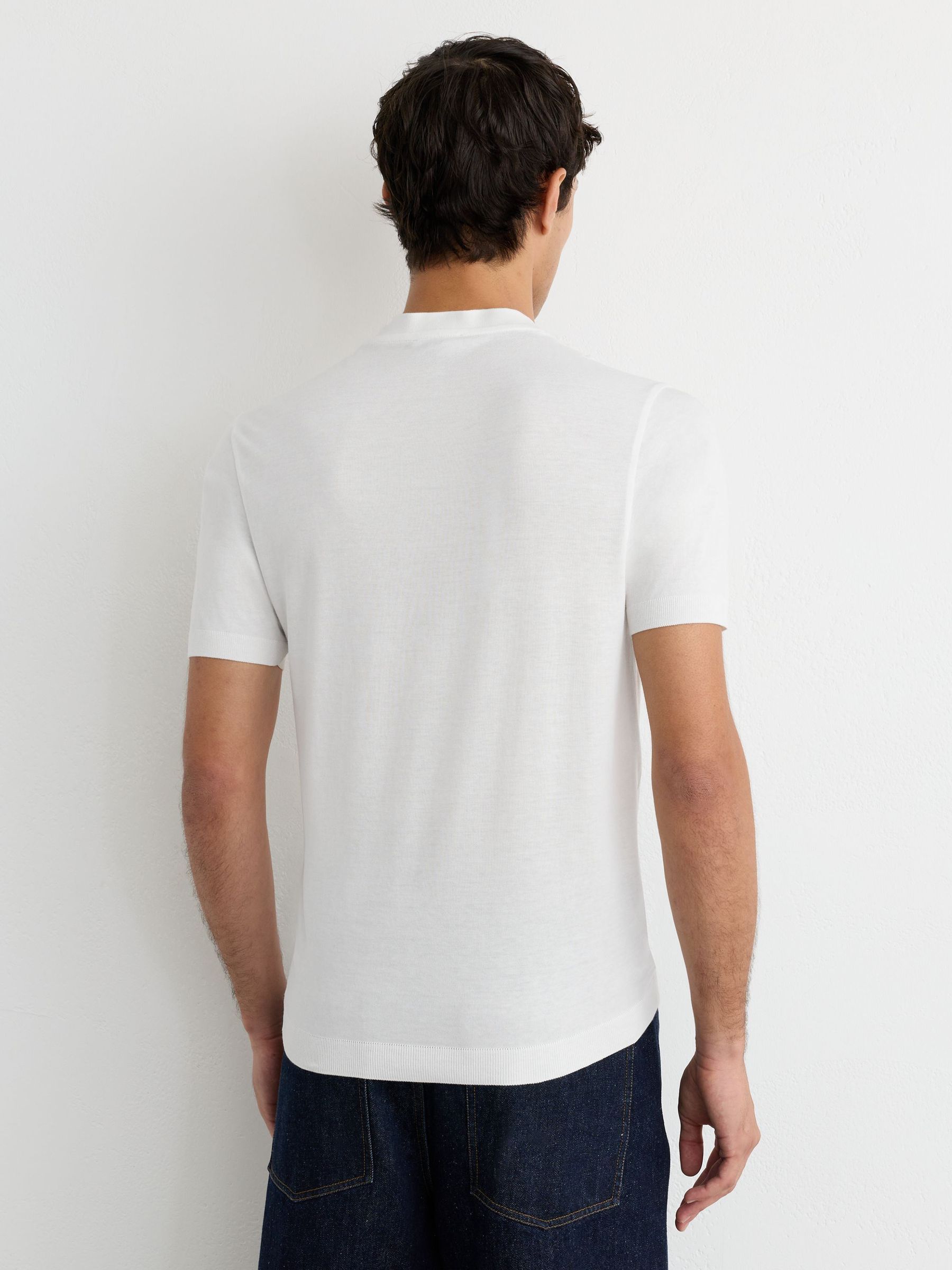 Cotton-Modal Tailored-Fit Henley T-Shirt in White - Image 5 of 7