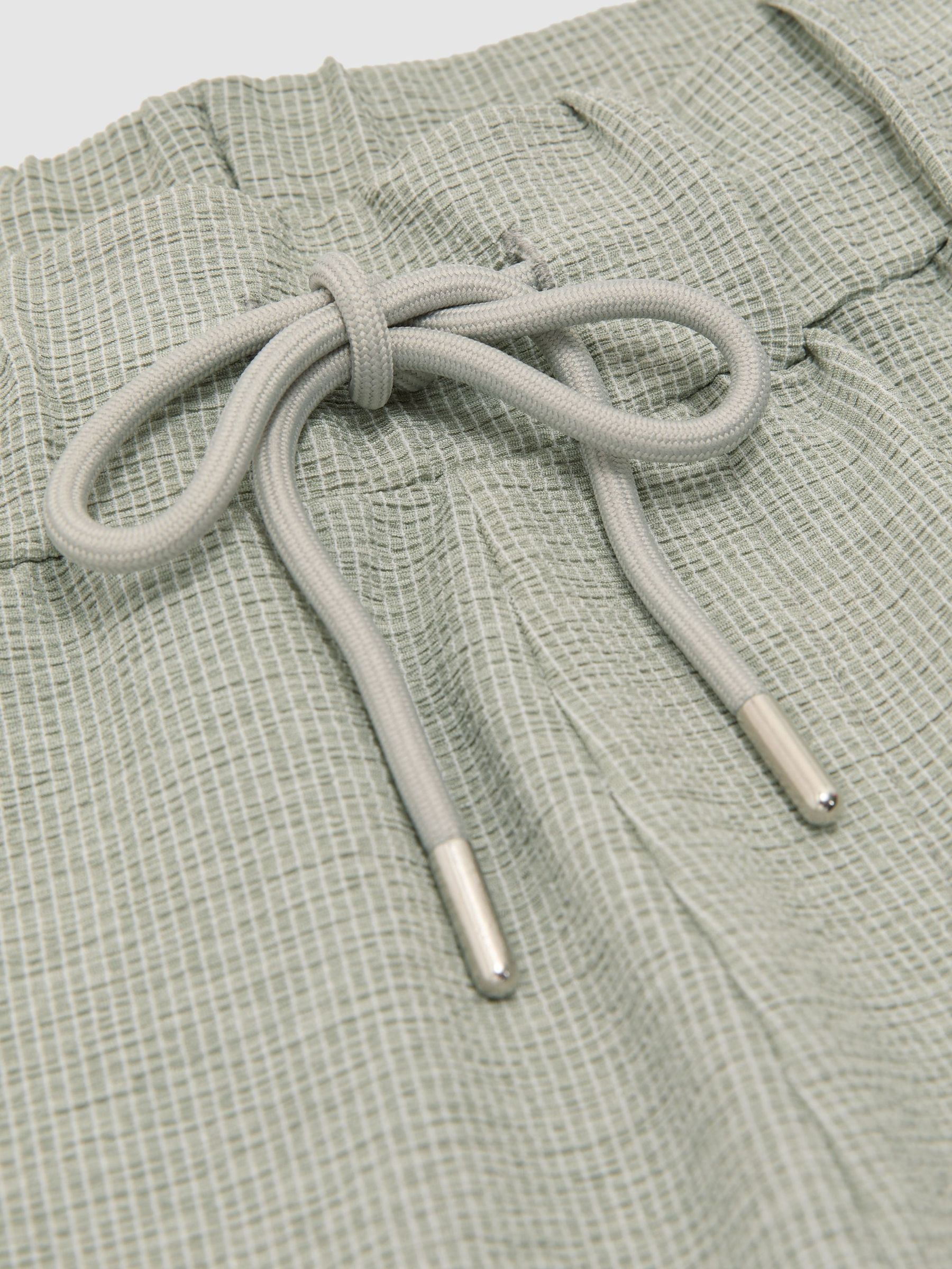 Textured Stripe Drawstring Shorts in Sage Green - Image 6 of 6