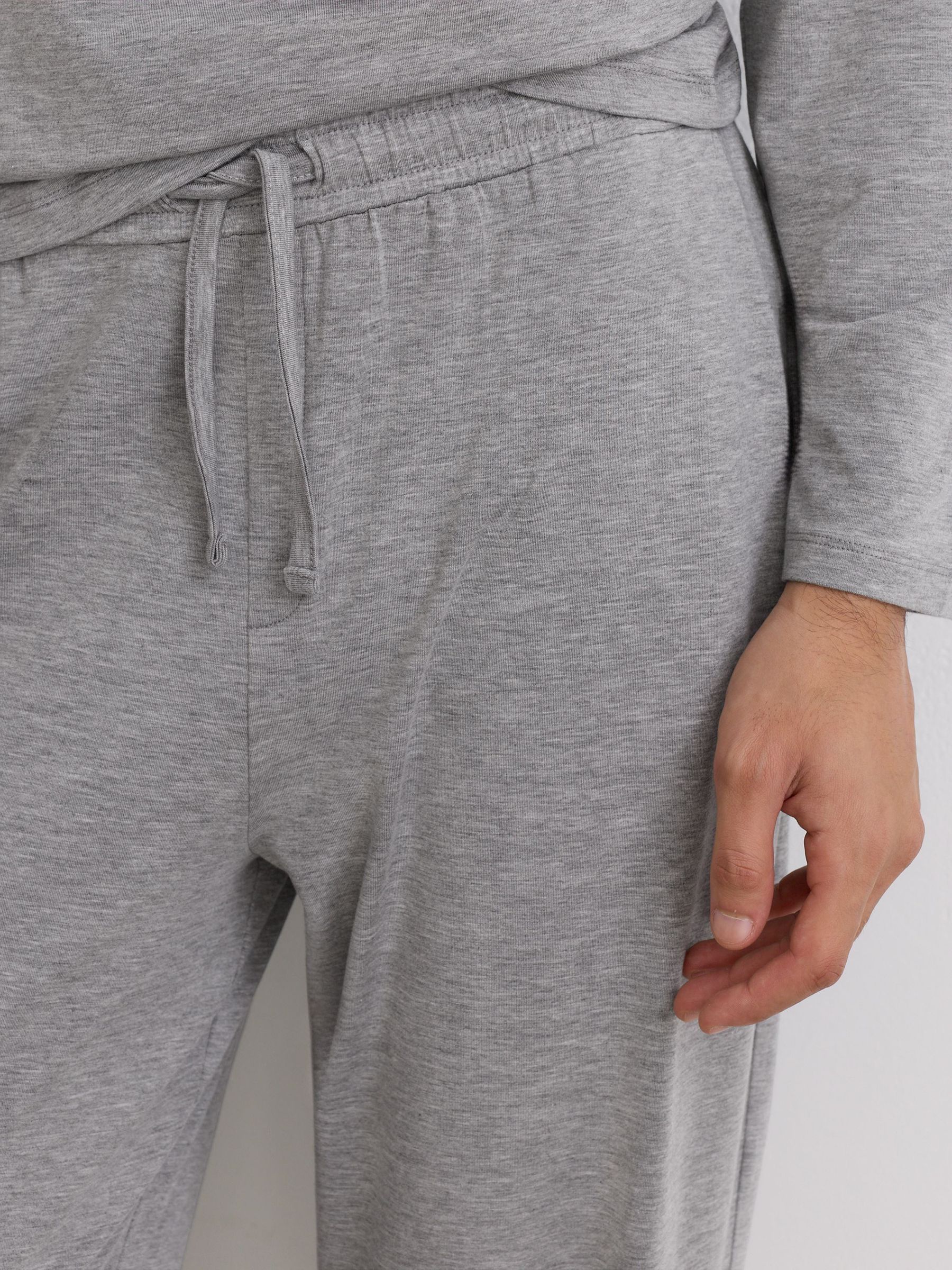Lyocell-Modal Drawstring Lounge Joggers in Grey Melange - Image 4 of 6
