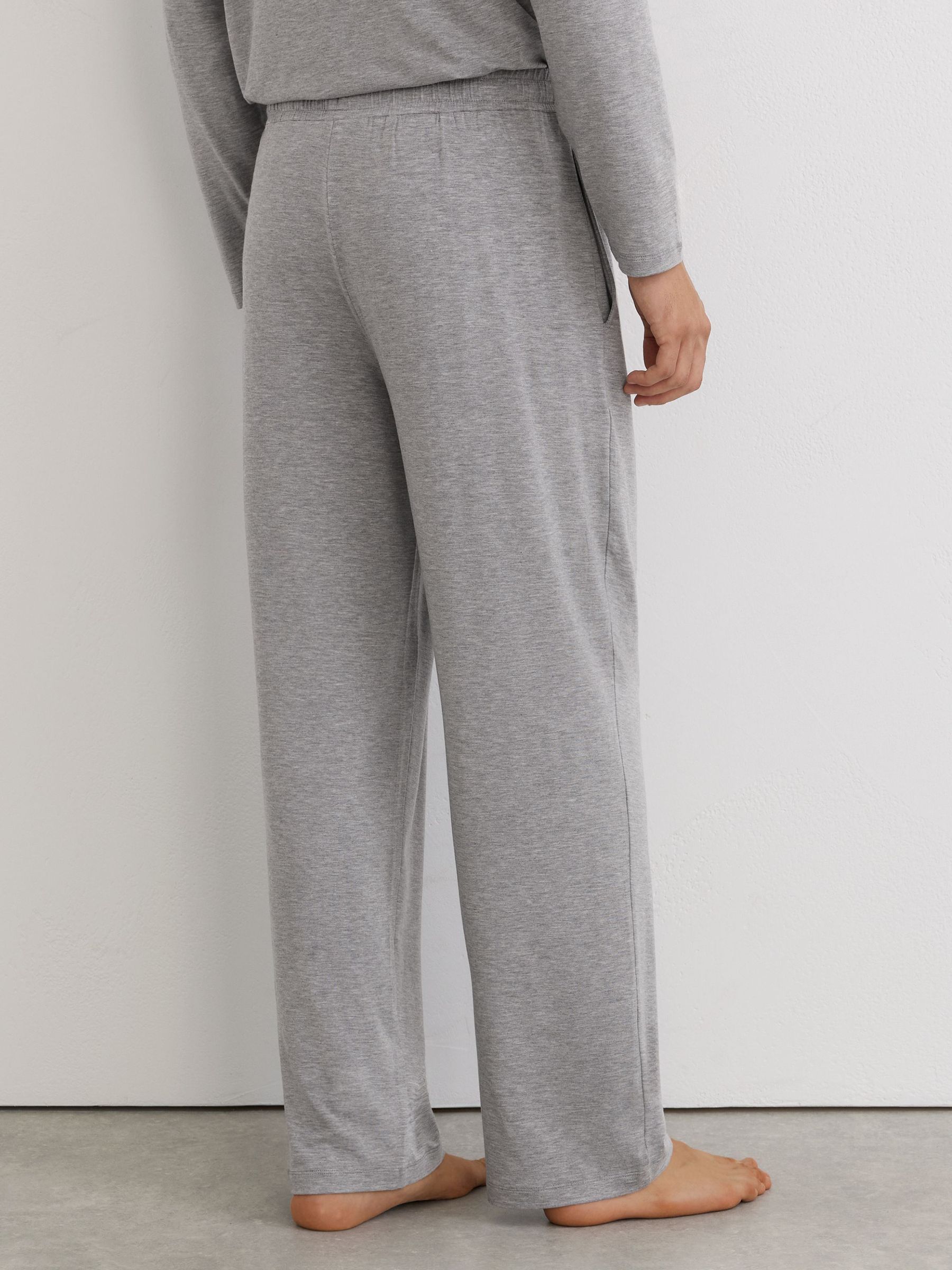 Lyocell-Modal Drawstring Lounge Joggers in Grey Melange - Image 5 of 6