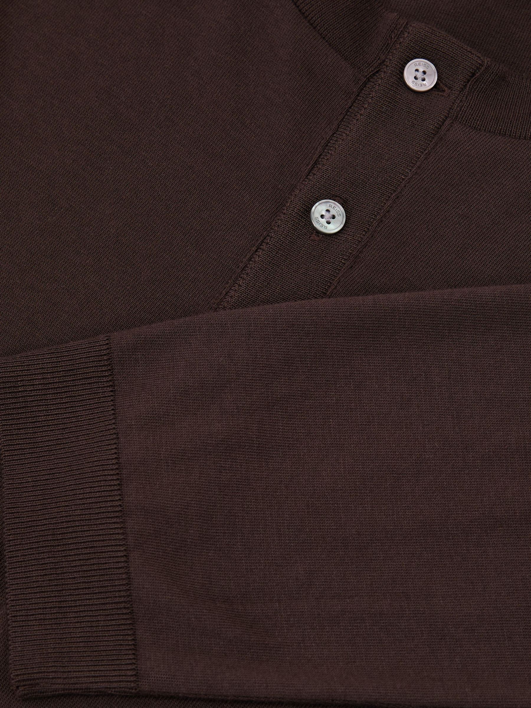 Cotton-Modal Long-Sleeve Henley T-Shirt in Dark Brown - Image 7 of 7