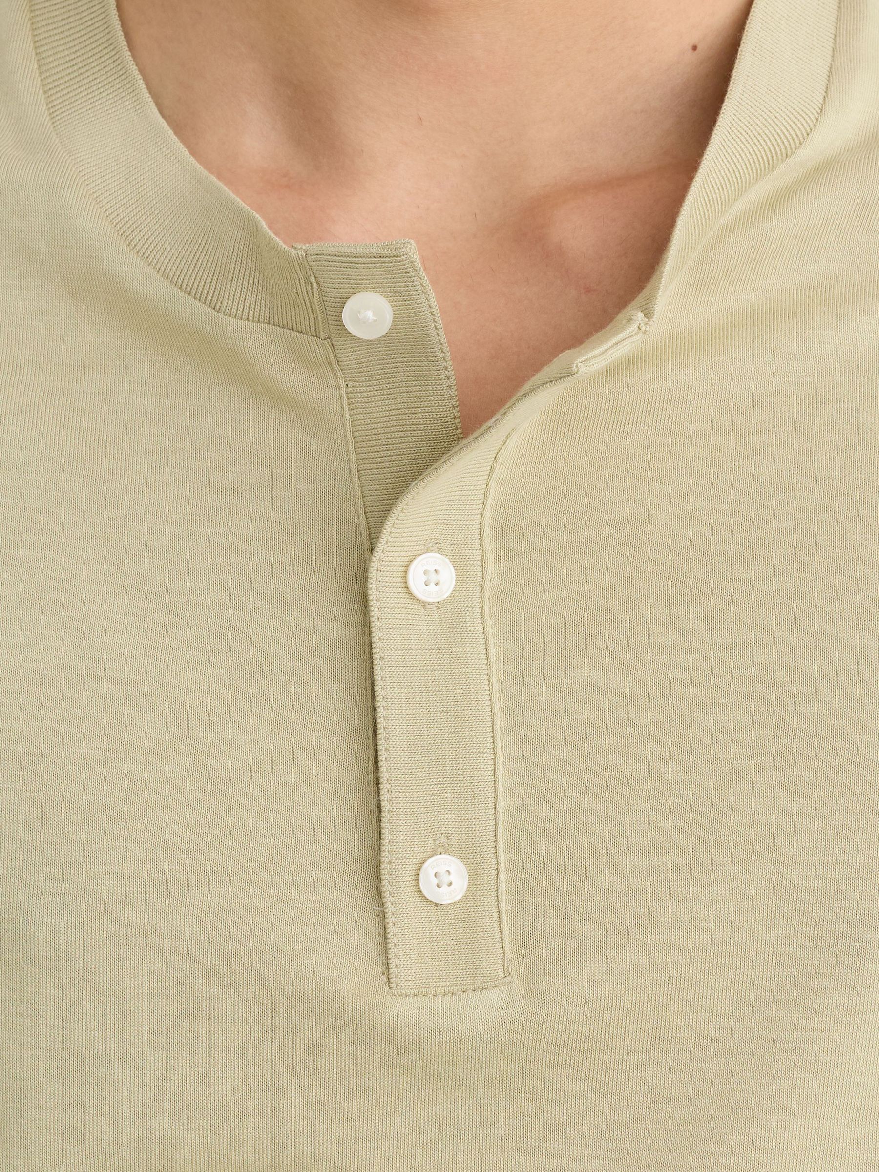 Cotton-Modal Tailored-Fit Henley T-Shirt in Green - Image 4 of 6