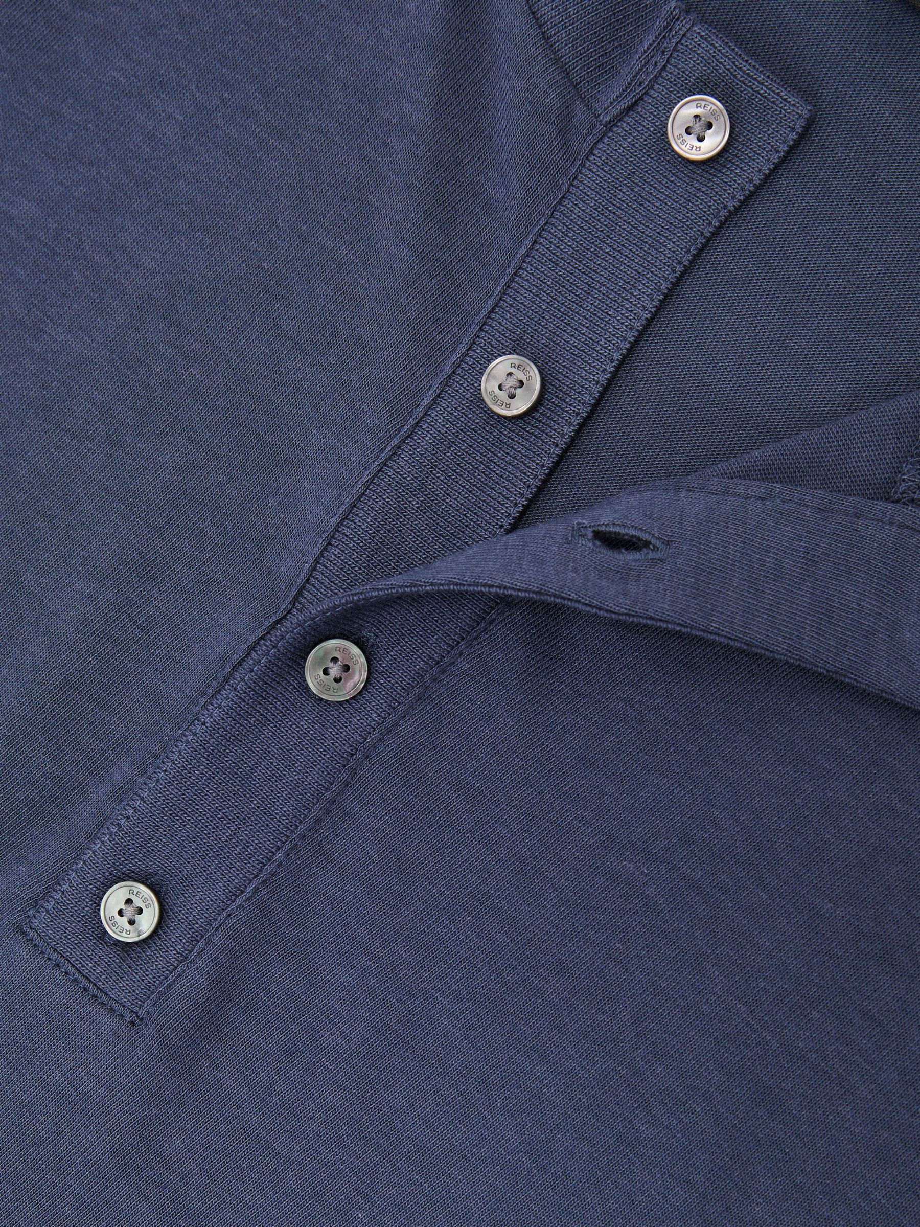 Cotton-Modal Long-Sleeve Henley T-Shirt in Airforce Blue - Image 6 of 6