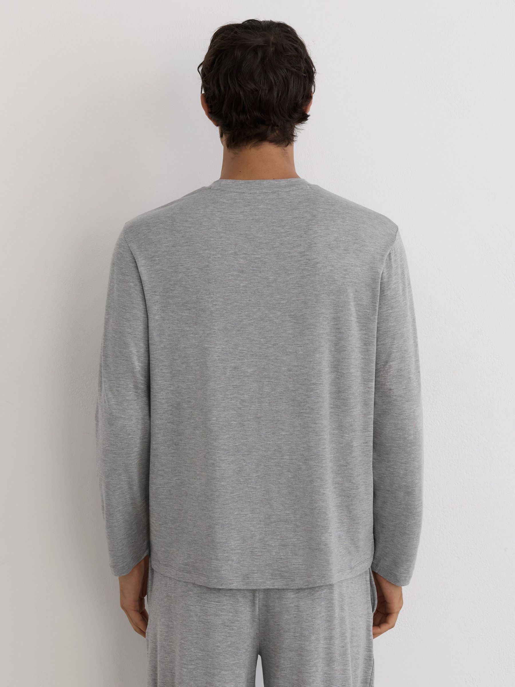 Lyocell-Modal Crew-Neck Lounge T-Shirt in Grey Melange - Image 5 of 7