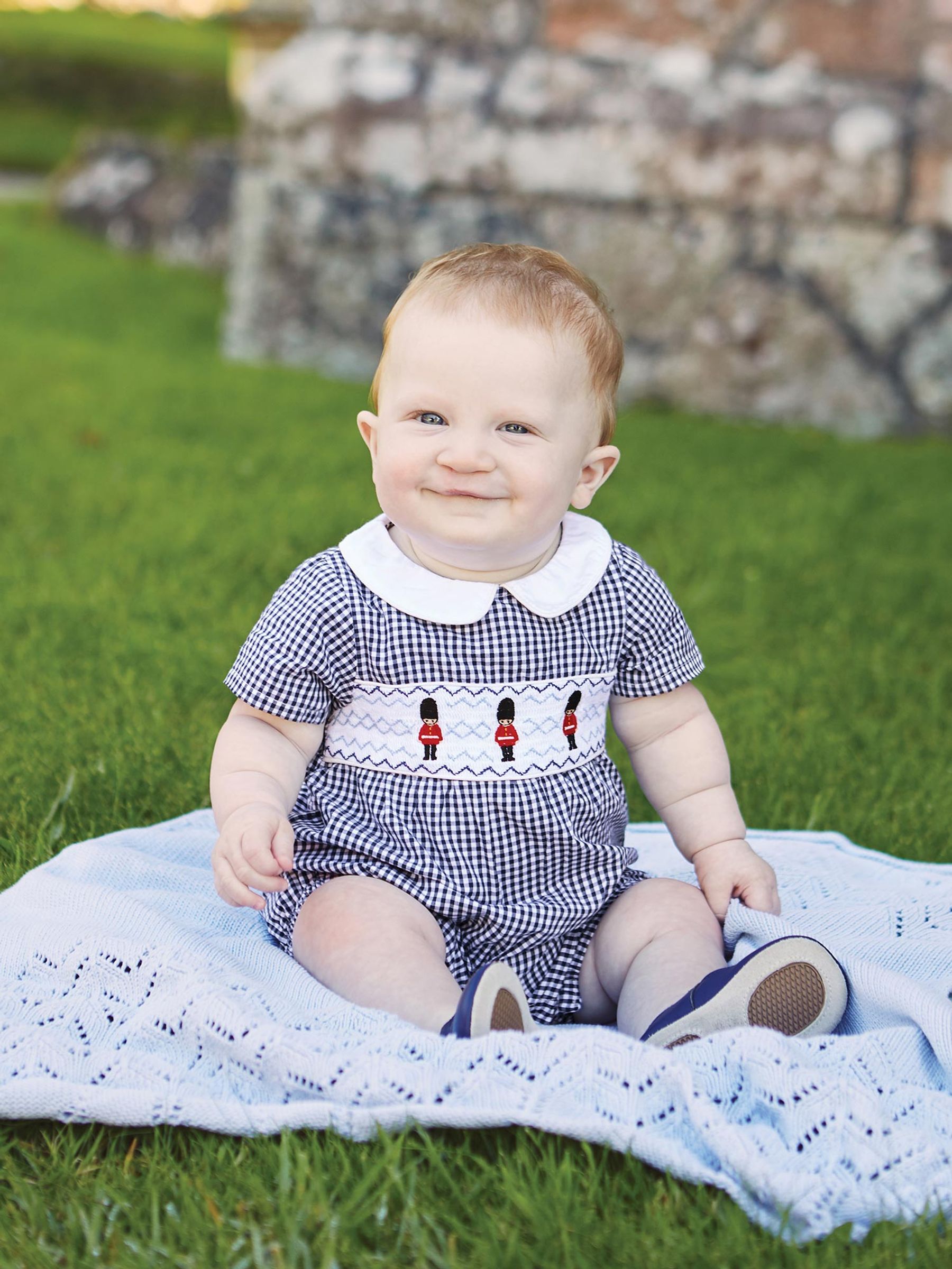 Navy Blue Soldier Smock Romper - Image 1 of 3