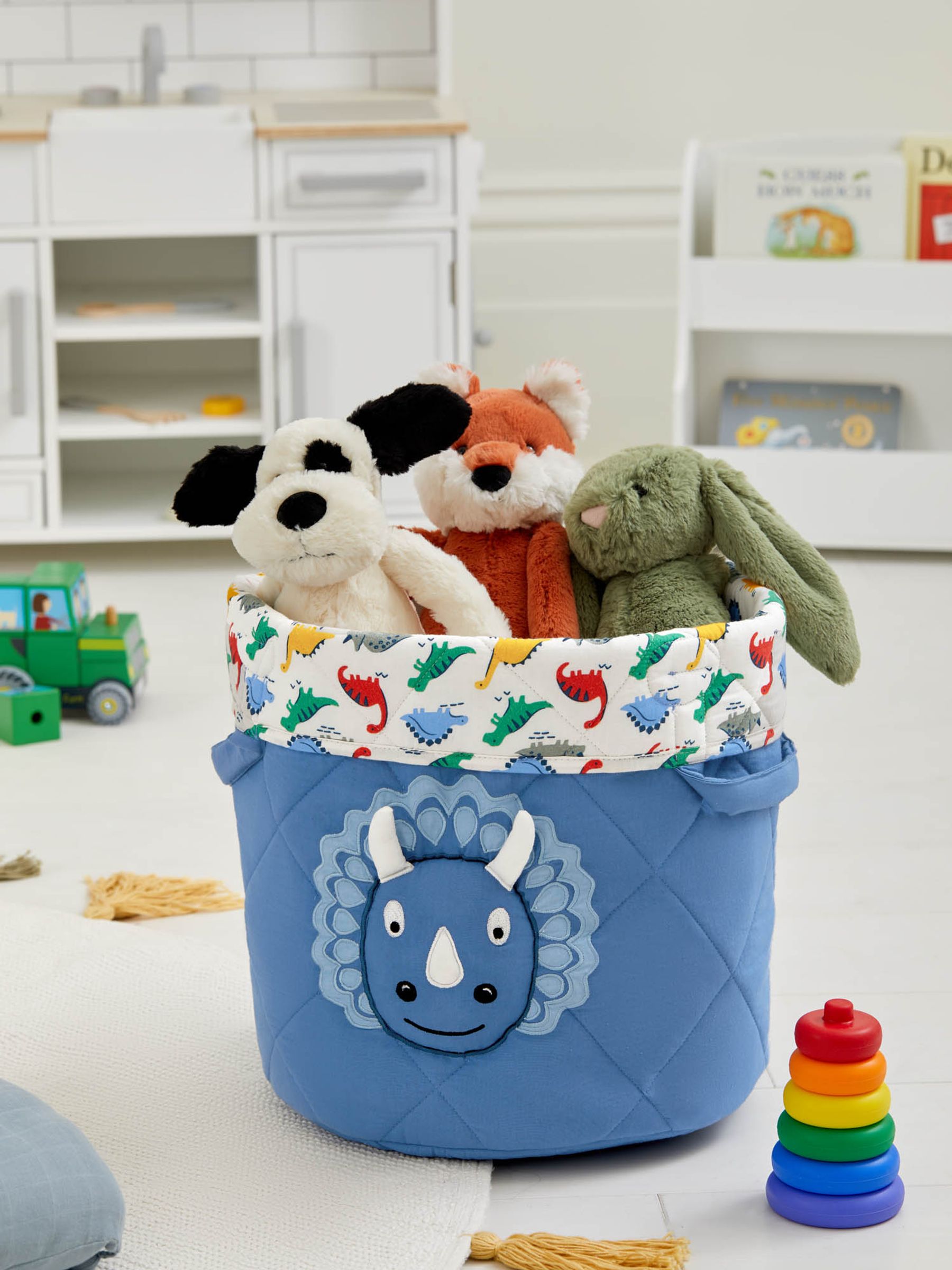 Blue Dinosaur Print Soft Storage Basket - Image 4 of 4