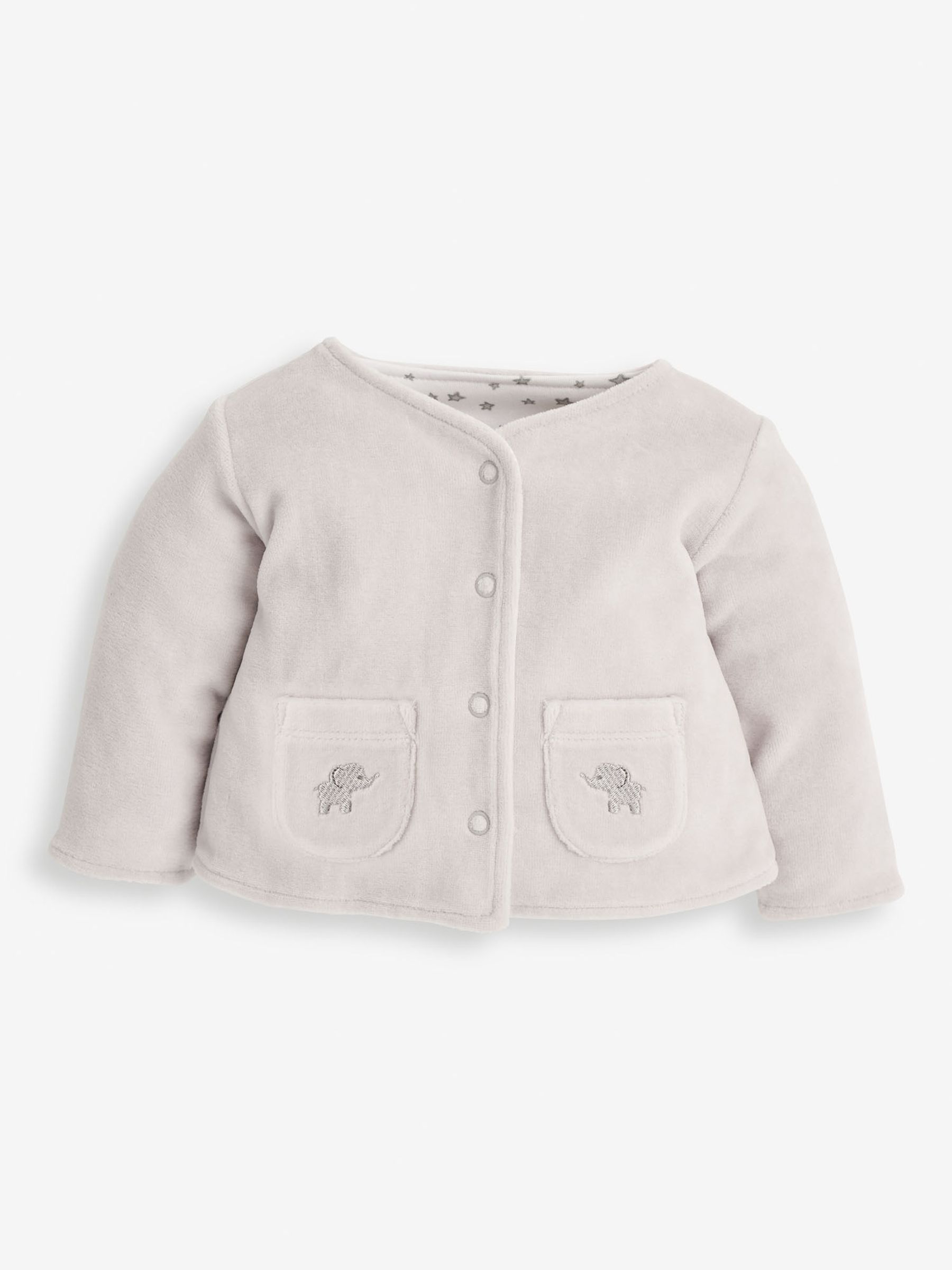 Grey Elephant 2-Piece Baby Sleepsuit & Velour Jacket Set - Image 4 of 8
