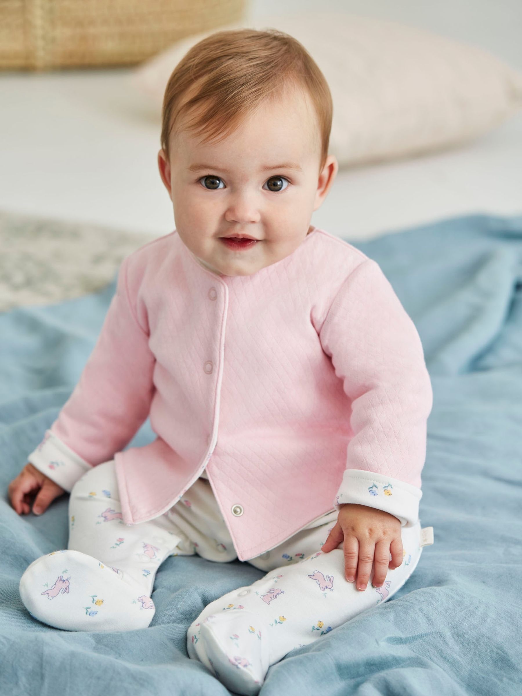 Pink Bunny Baby Sleepsuit and Jacket Set 2 Piece - Image 1 of 5