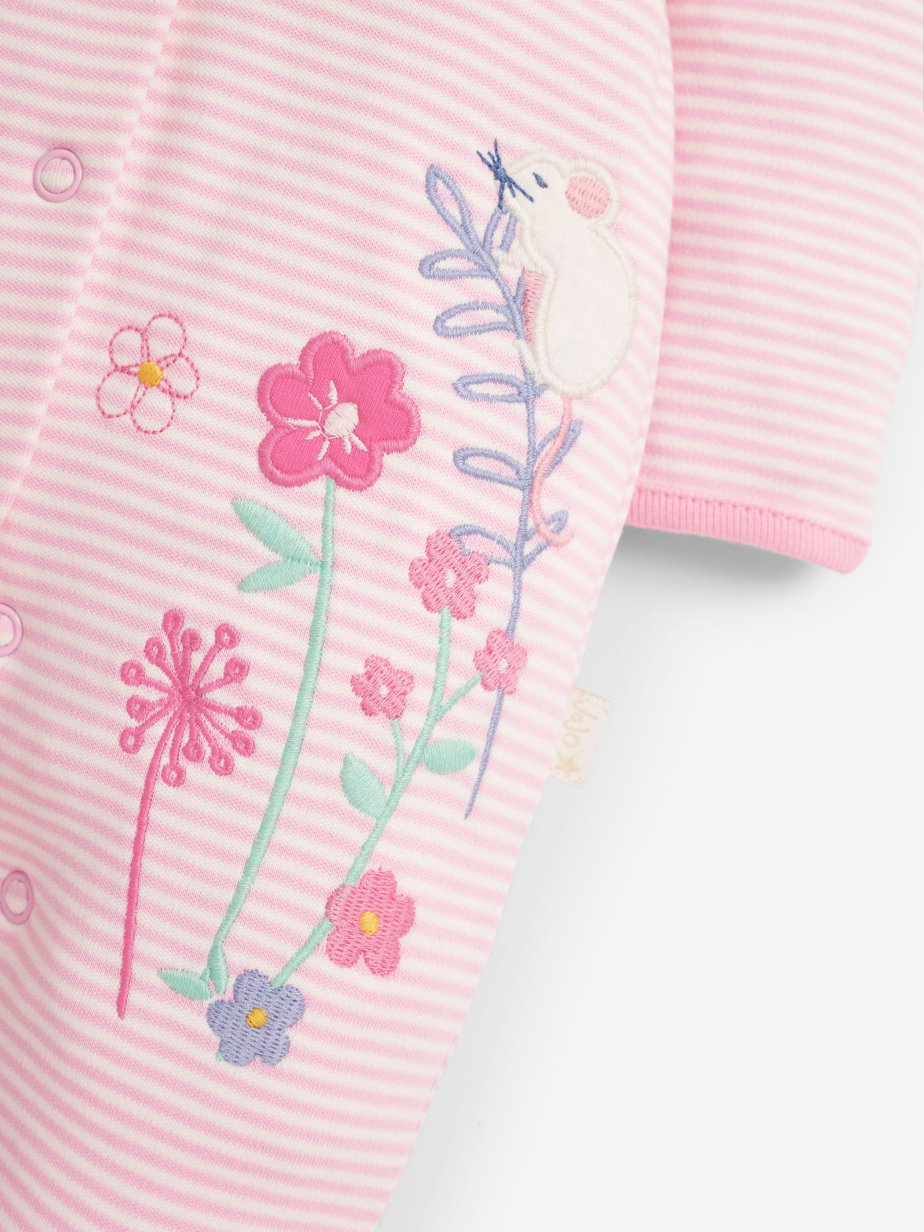 Pink Bunny Appliqué Cotton Baby Sleepsuit - Image 5 of 5