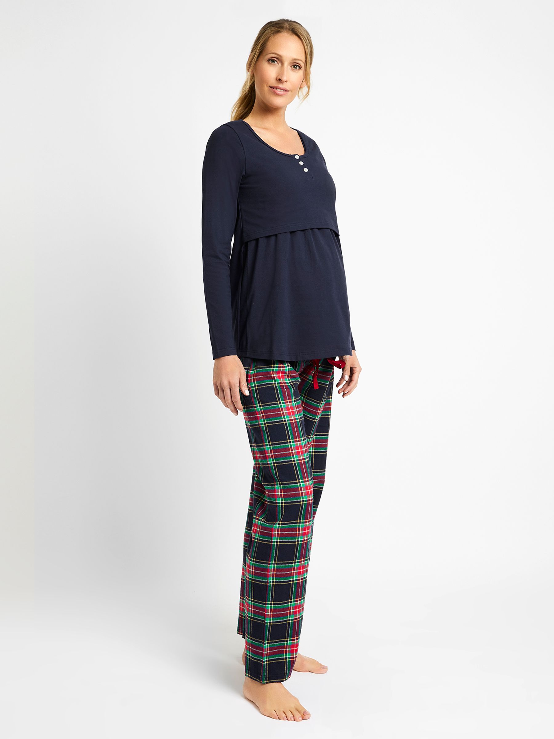 Navy Check Maternity & Nursing Pyjama Set - Image 1 of 2