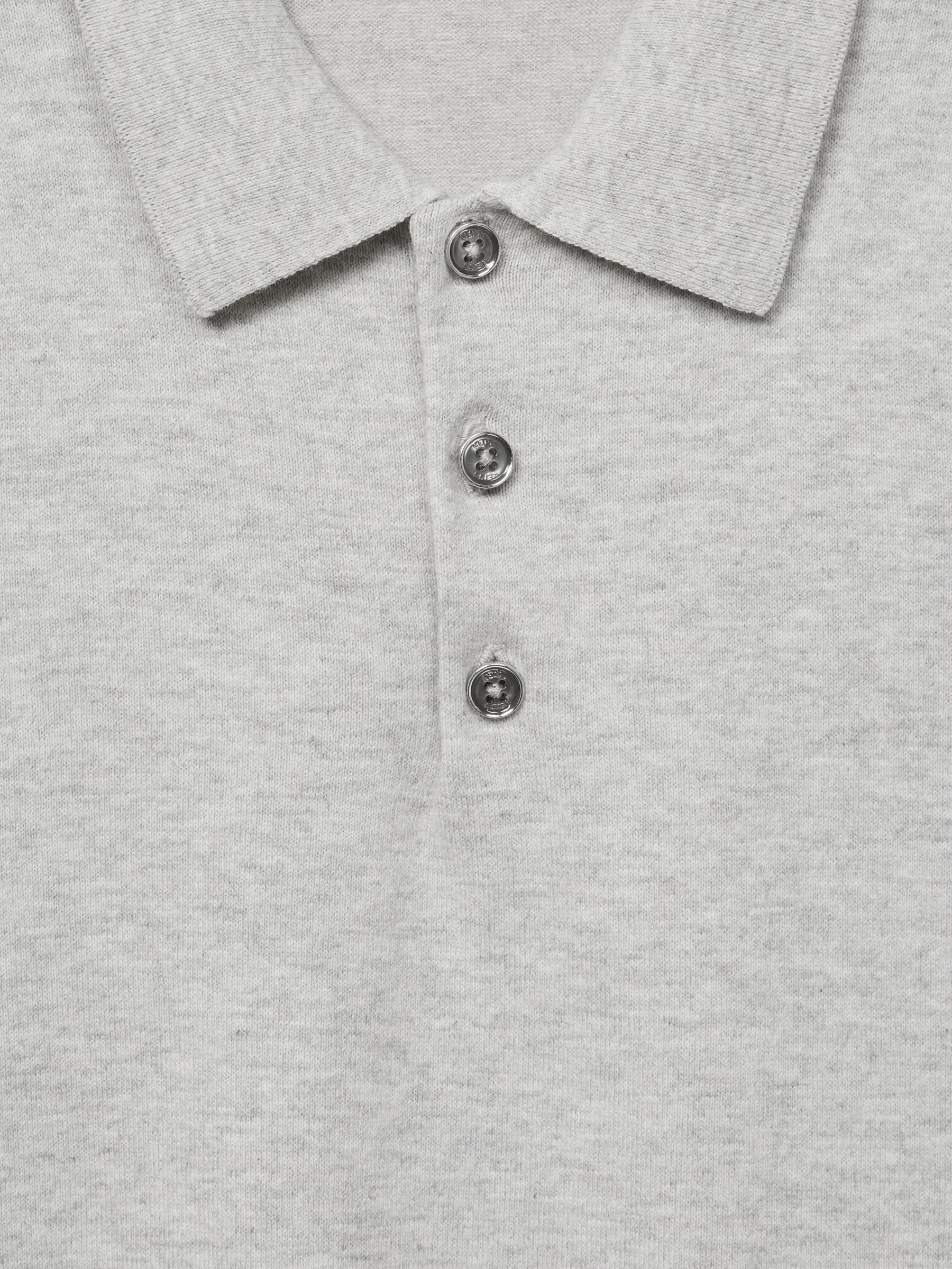 Knitted Polo Shirt in Grey Melange - Image 7 of 7