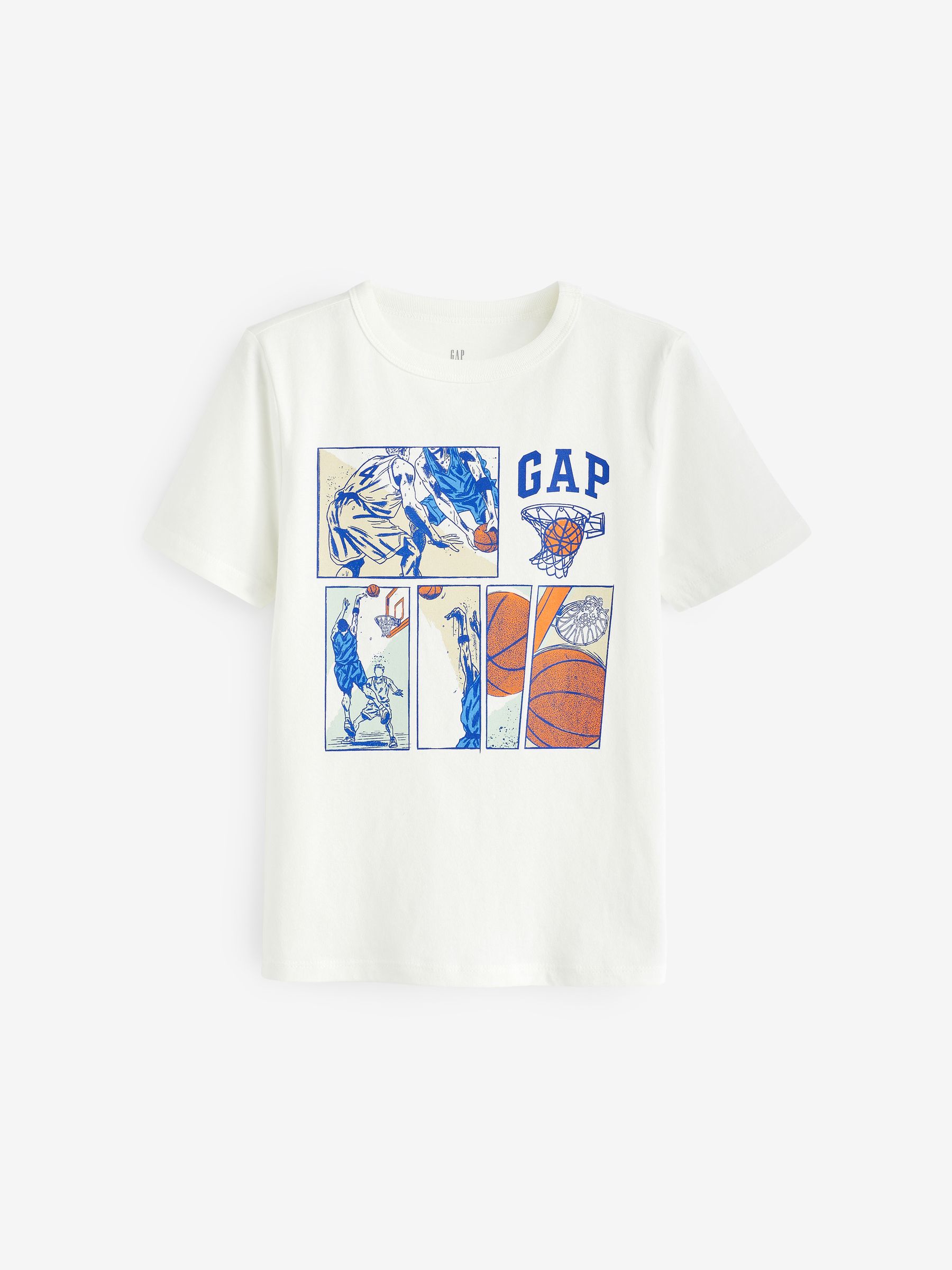 White Basketball Logo Graphic Short Sleeve Crew Neck T-Shirt (4-13yrs) - Image 1 of 2