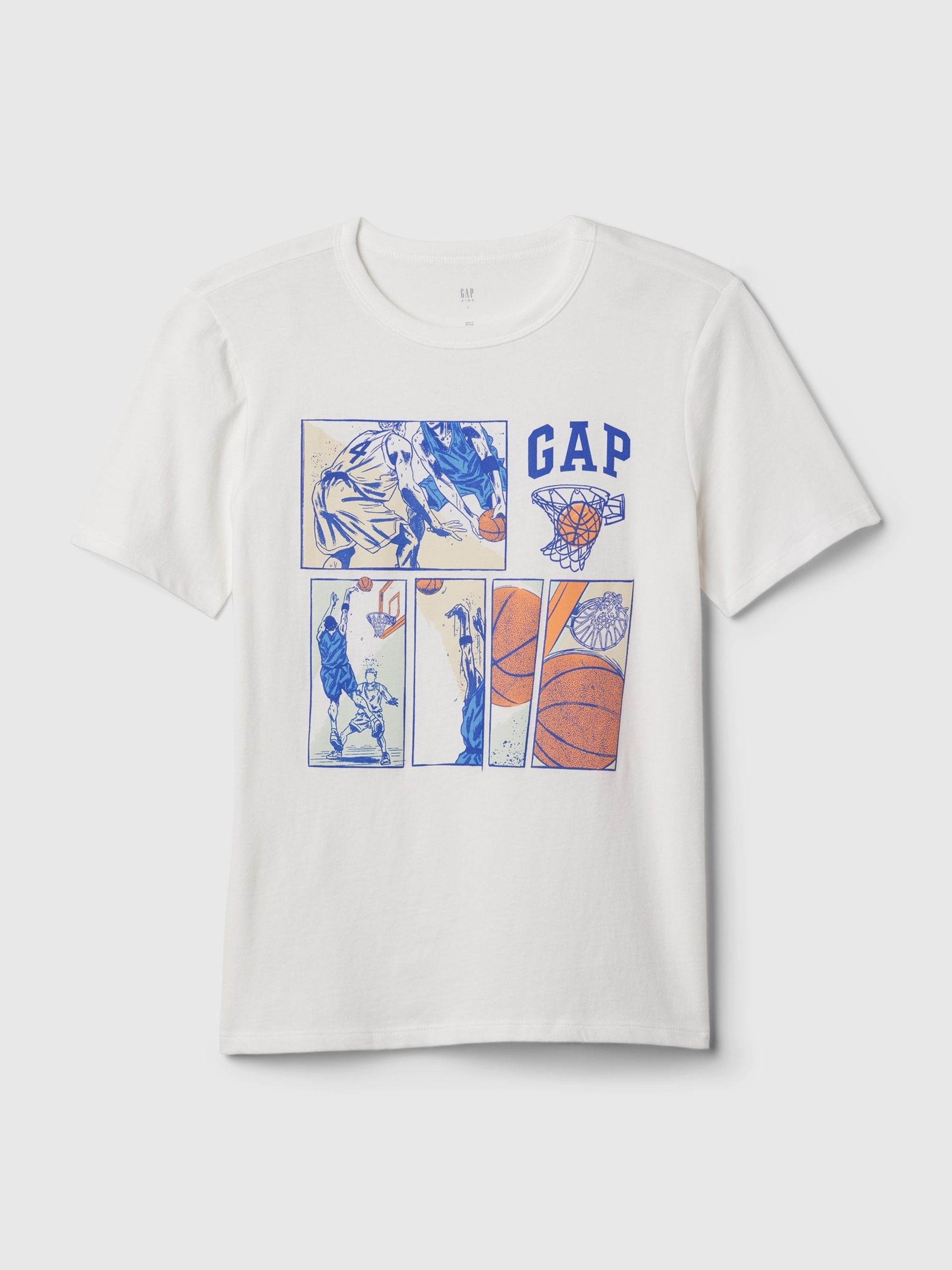 White Basketball Logo Graphic Short Sleeve Crew Neck T-Shirt (4-13yrs) - Image 4 of 4