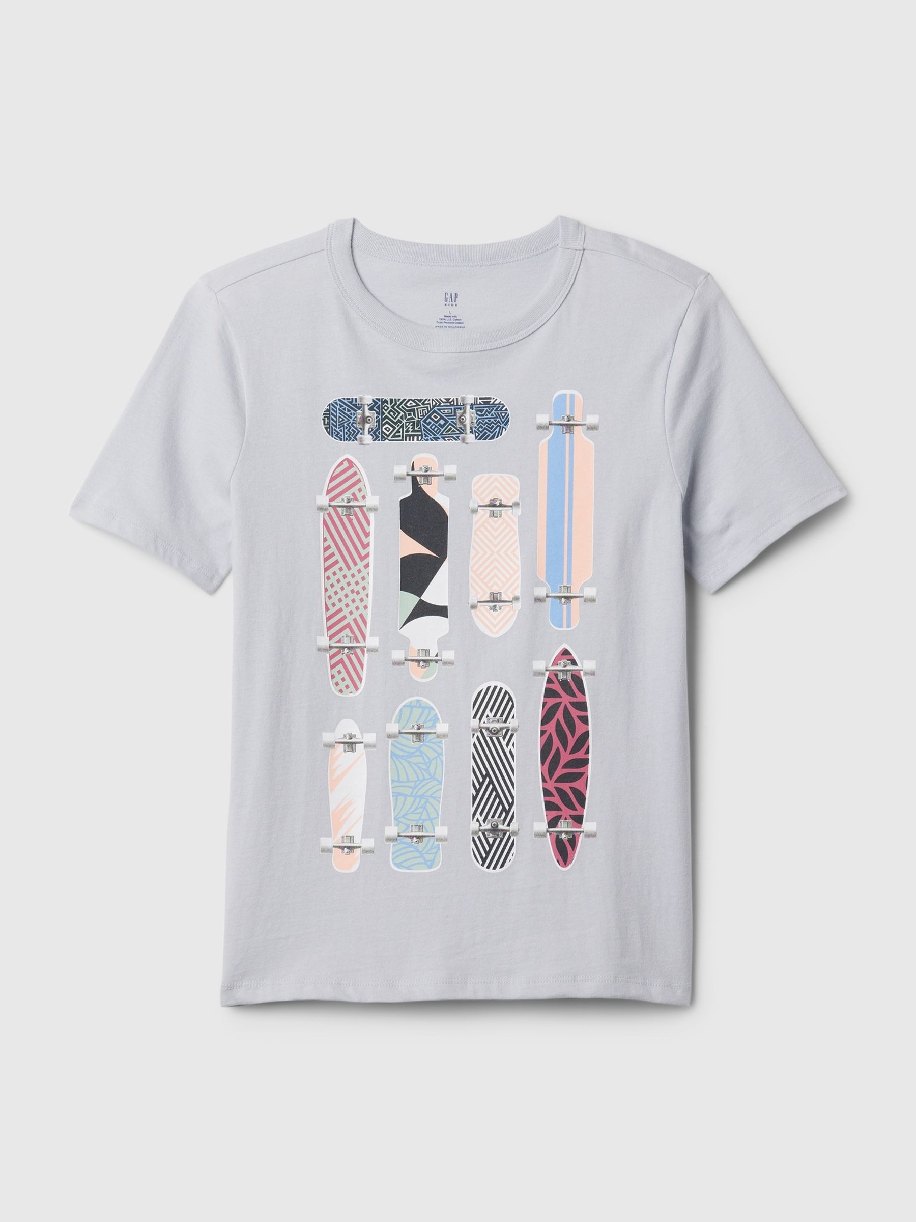 Grey Skater Graphic Short Sleeve Crew Neck T-Shirt (4-13yrs) - Image 1 of 2