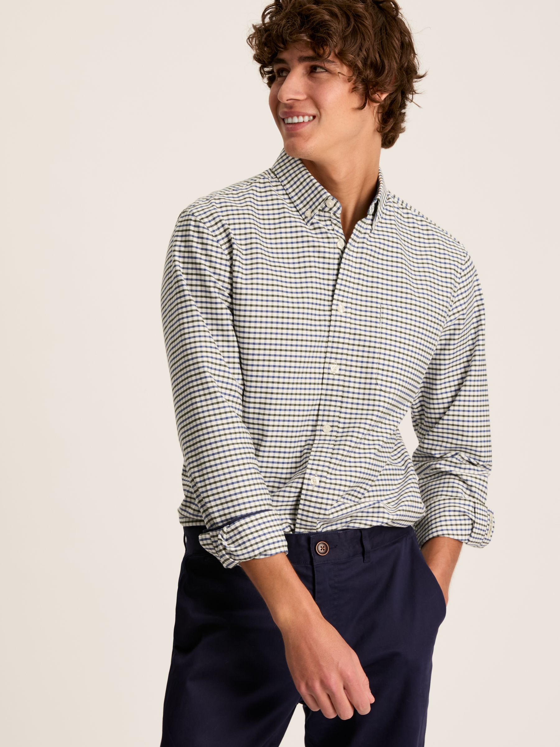 Welford Blue/Green Cotton Check Shirt - Image 1 of 5