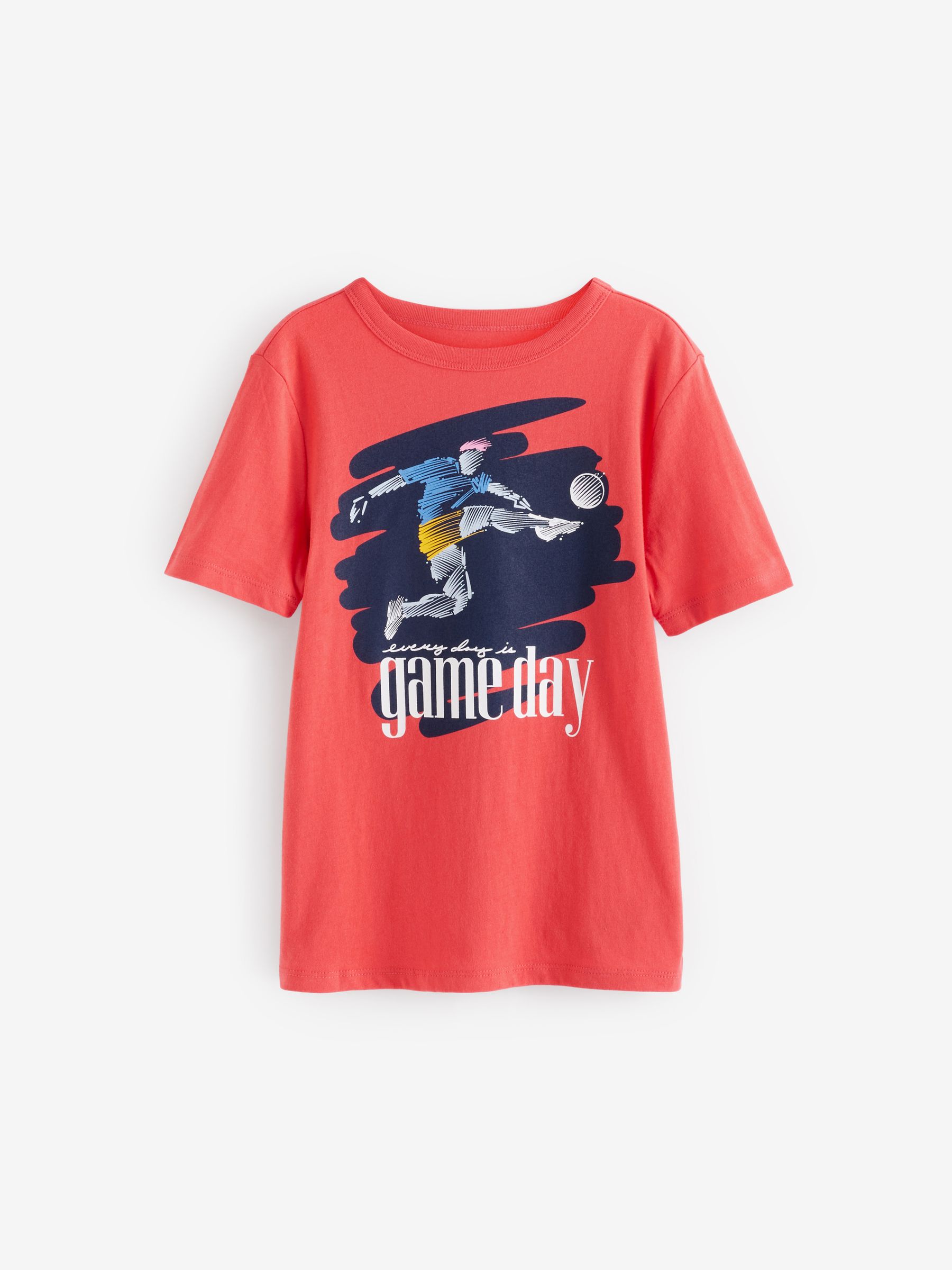 Red Football Graphic Short Sleeve Crew Neck T-Shirt (4-13yrs) - Image 1 of 3