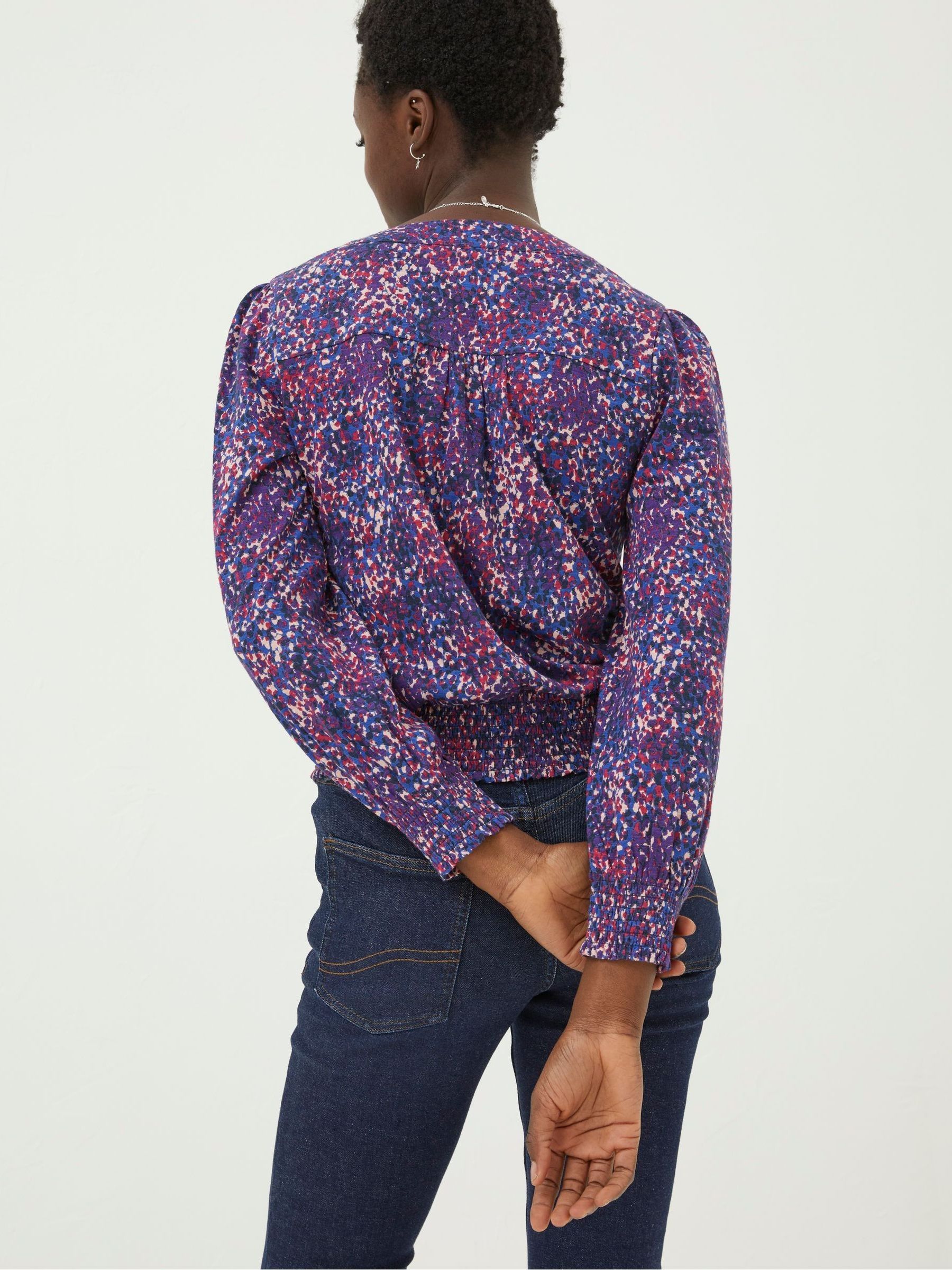 Purple Remi Craft Floral Wrap Top - Image 2 of 4