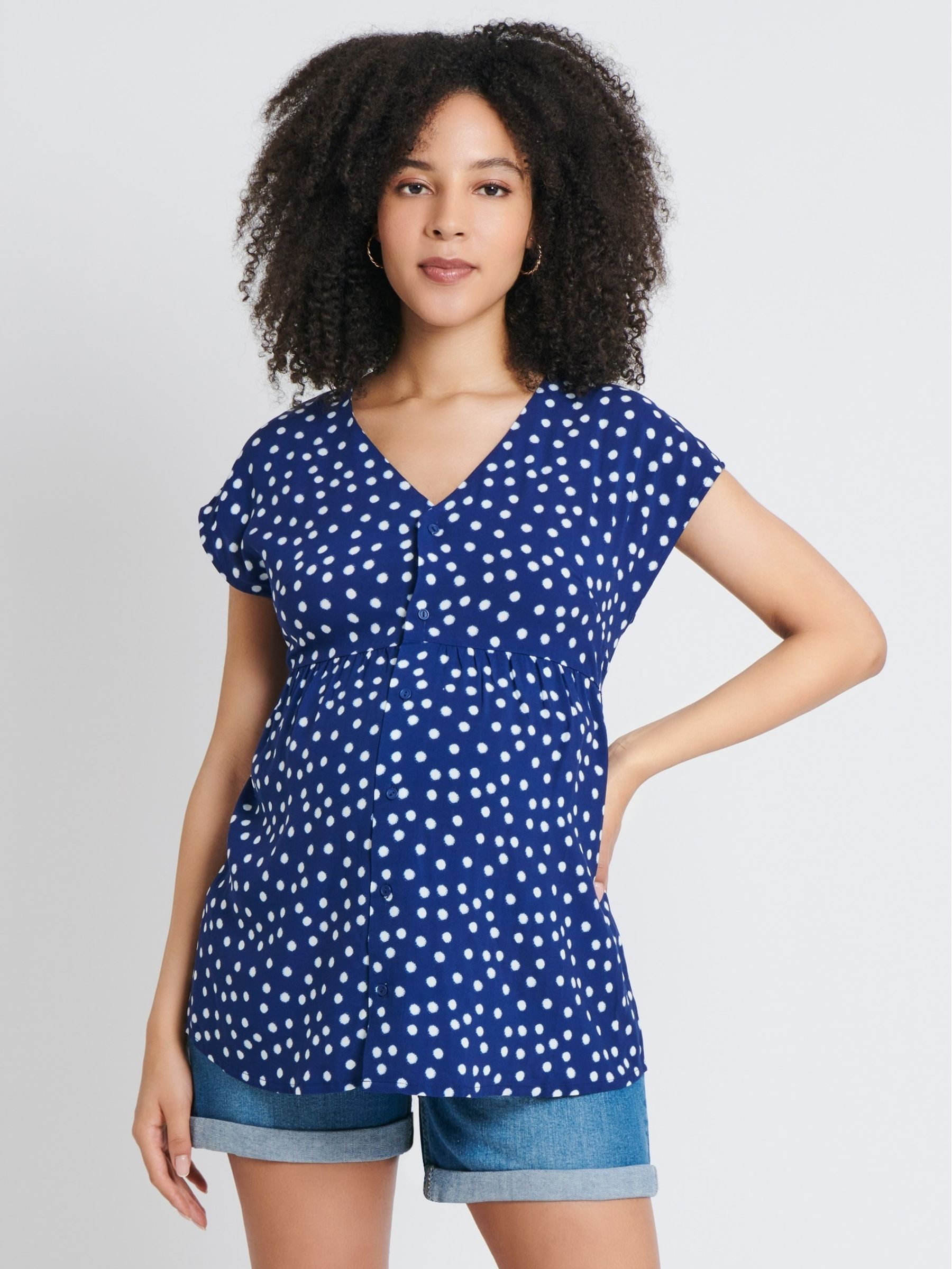 Navy Spot Maternity Blouse - Image 1 of 1