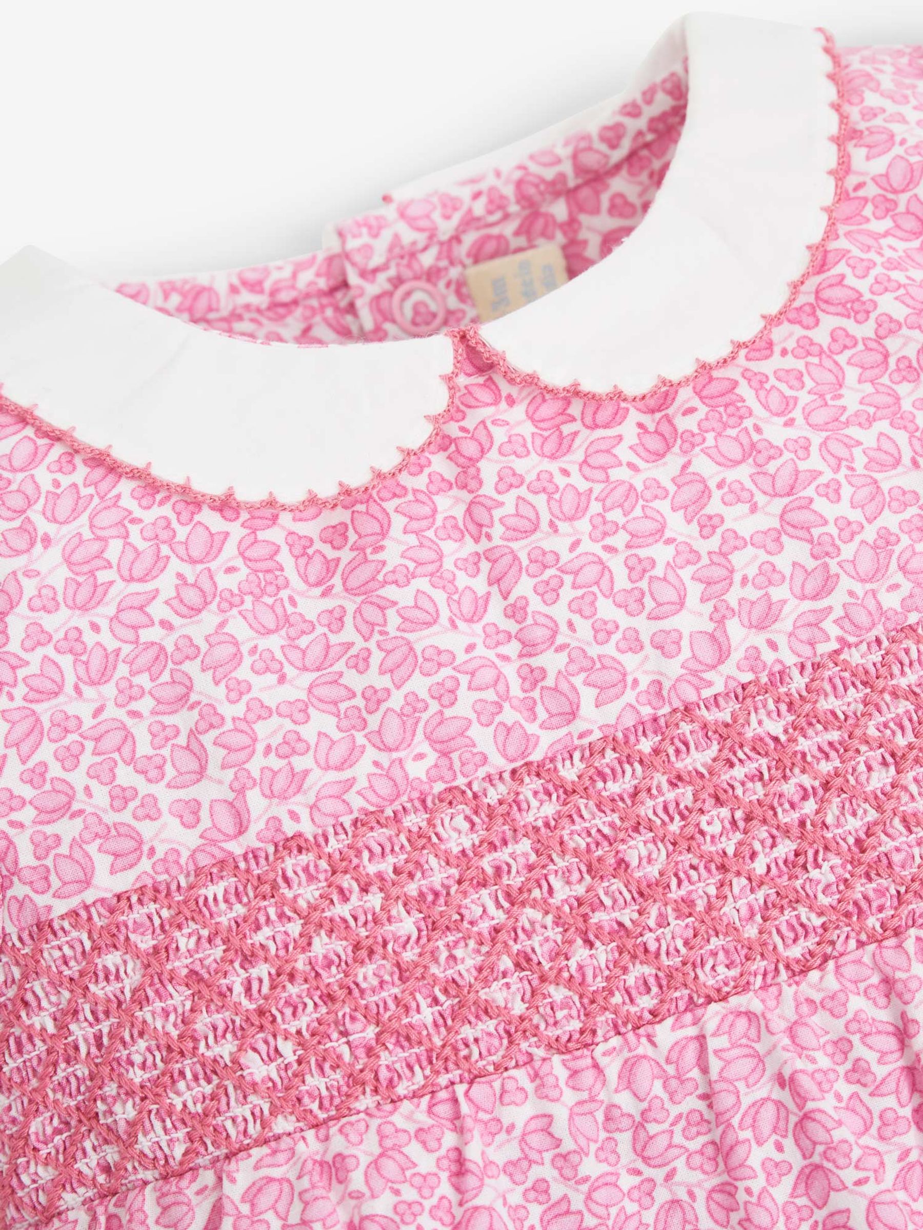 Pink Bud Print Smocked Baby Romper - Image 2 of 2
