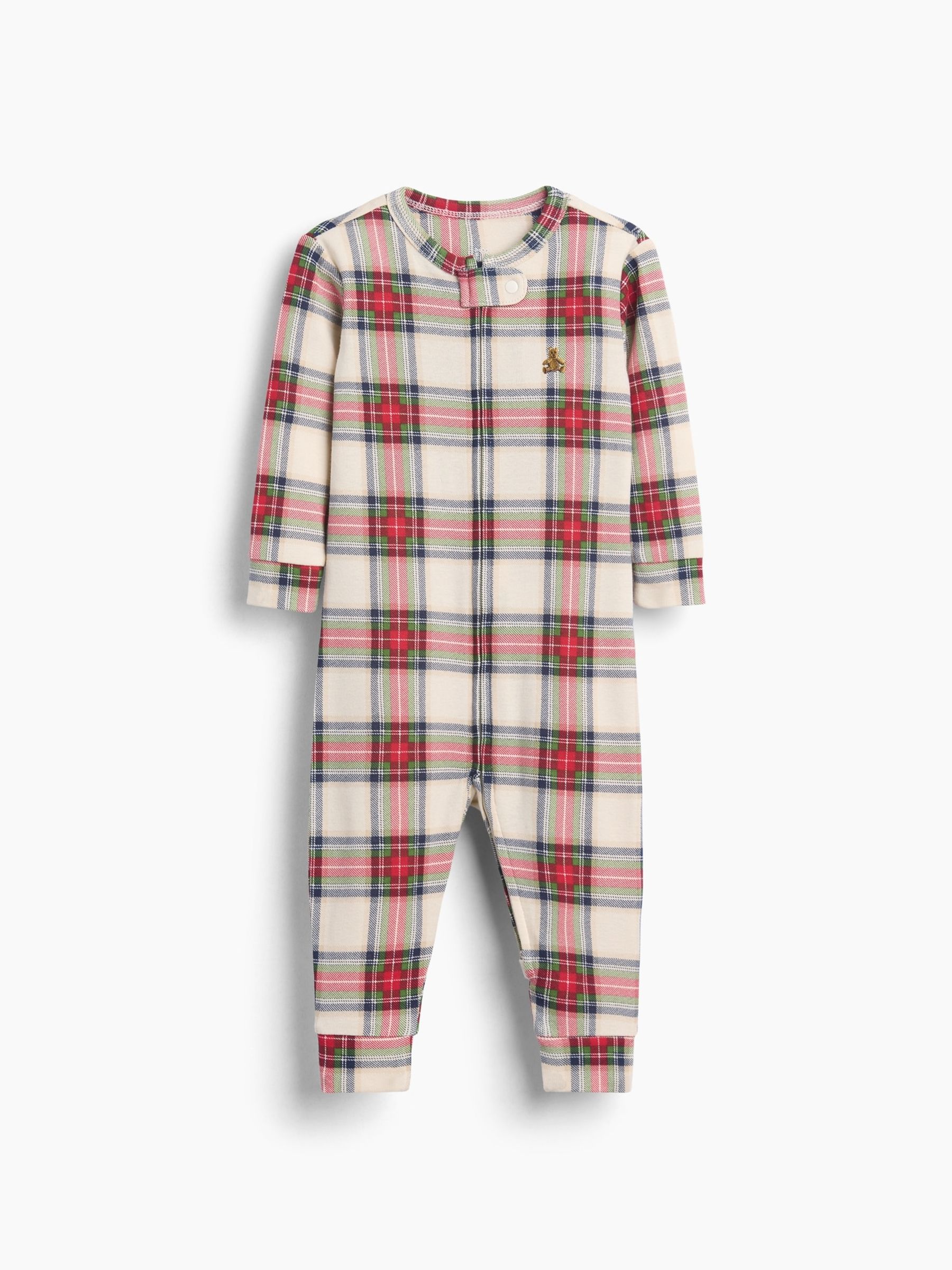 Red & Cream Check Print Long Sleeve Sleepsuit - Image 1 of 2