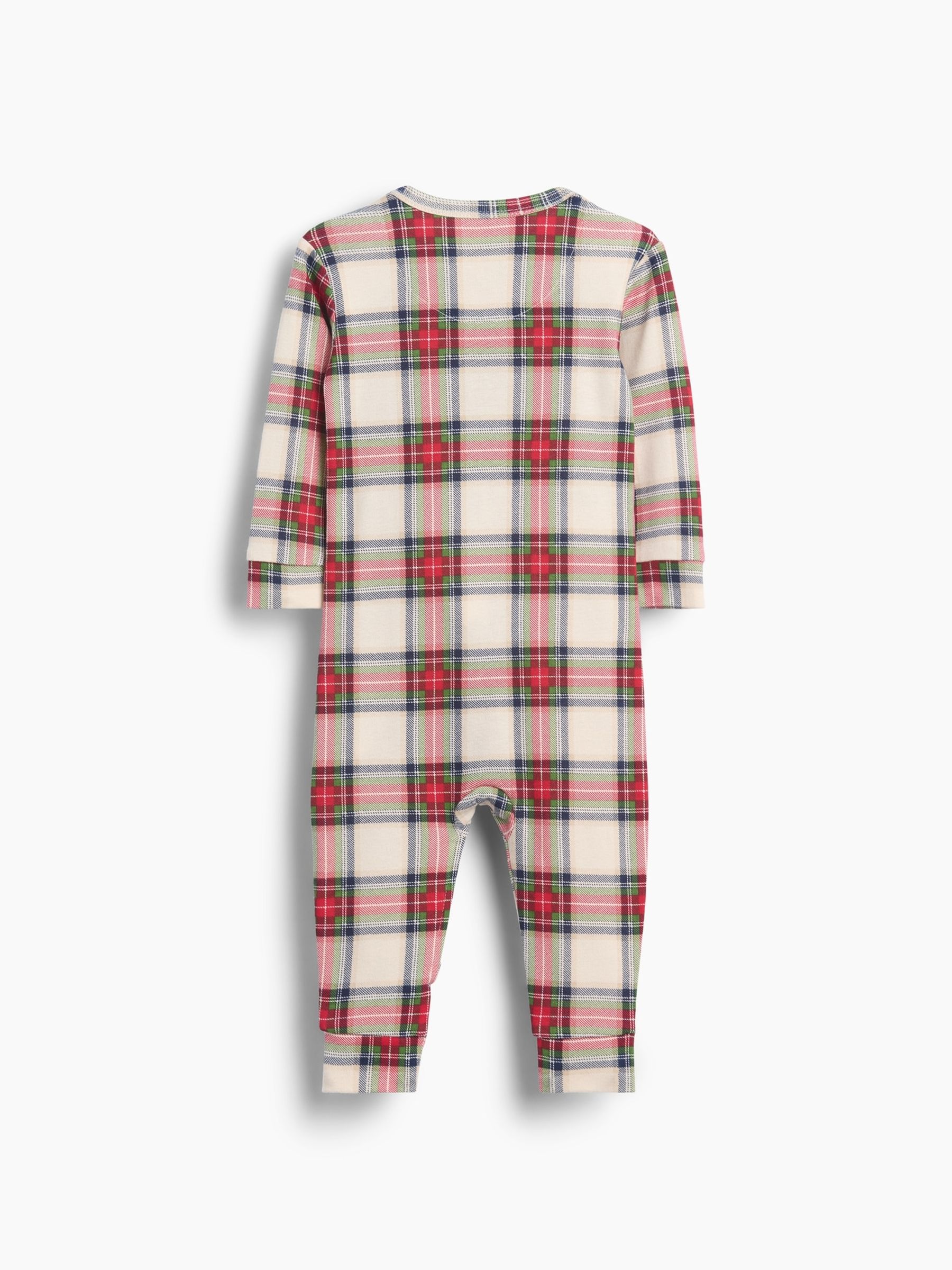 Red & Cream Check Print Long Sleeve Sleepsuit - Image 2 of 2 Red & Cream Check Print Long Sleeve Sleepsuit - Image 2 of 2