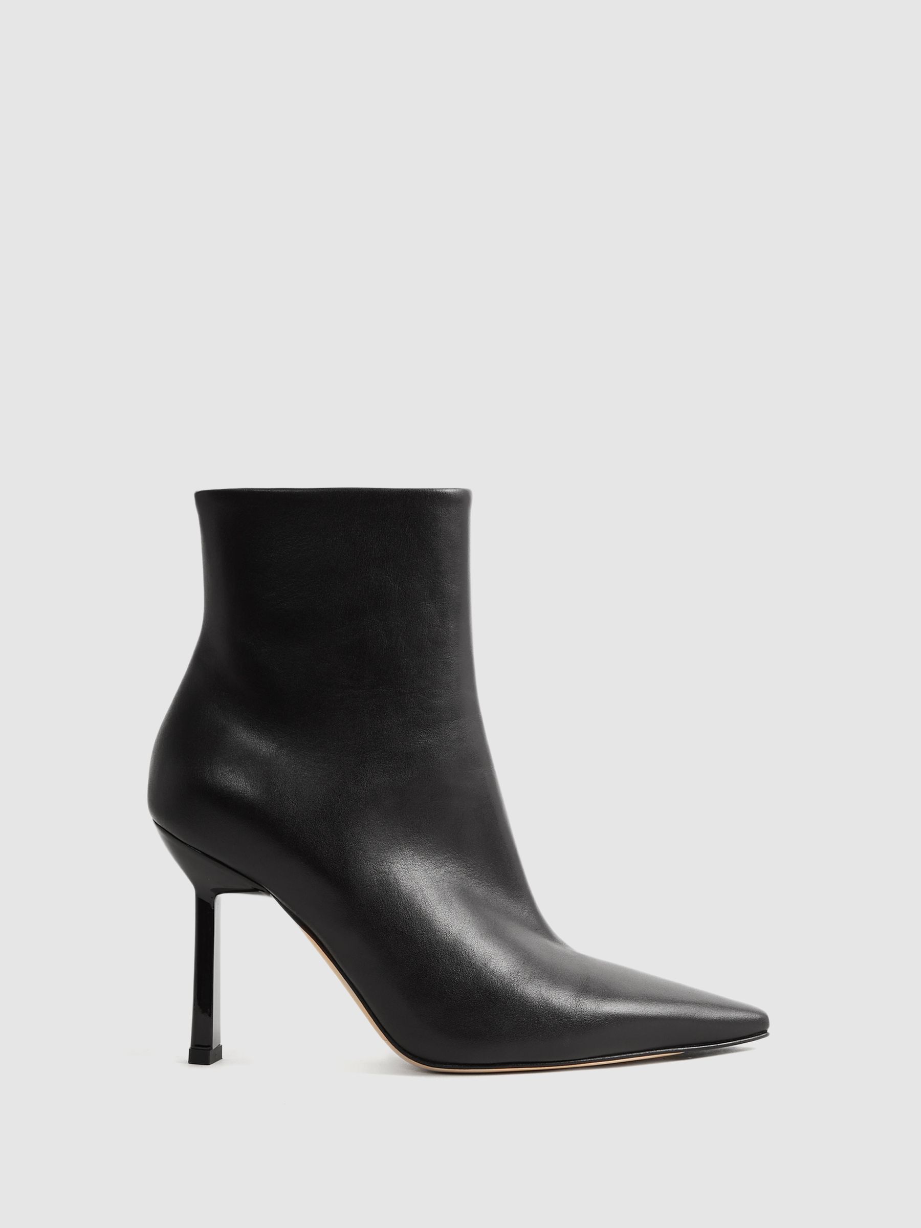 Italian Leather Heeled Ankle Boots in Black - Image 1 of 7