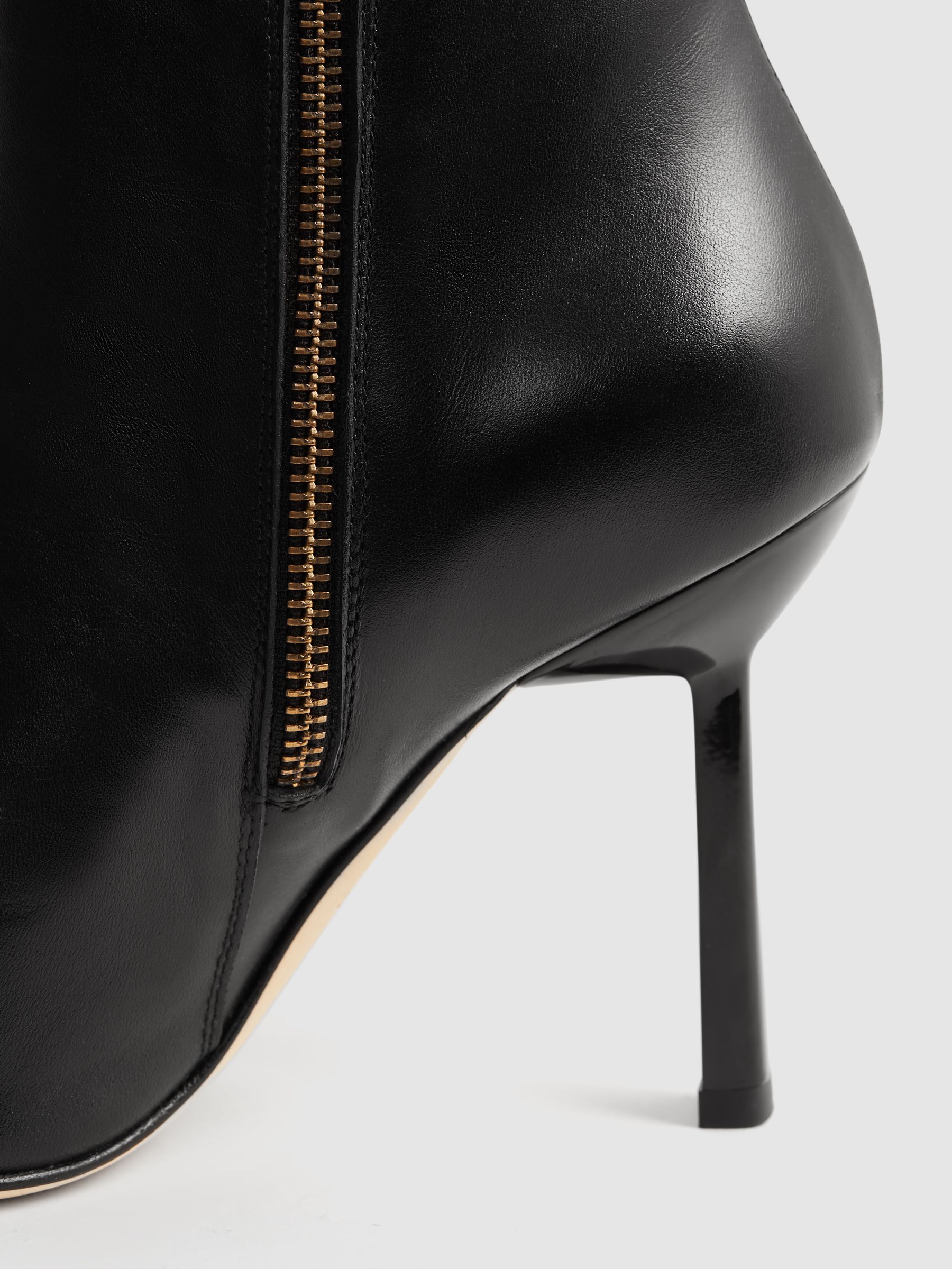 Italian Leather Heeled Ankle Boots in Black - Image 6 of 7