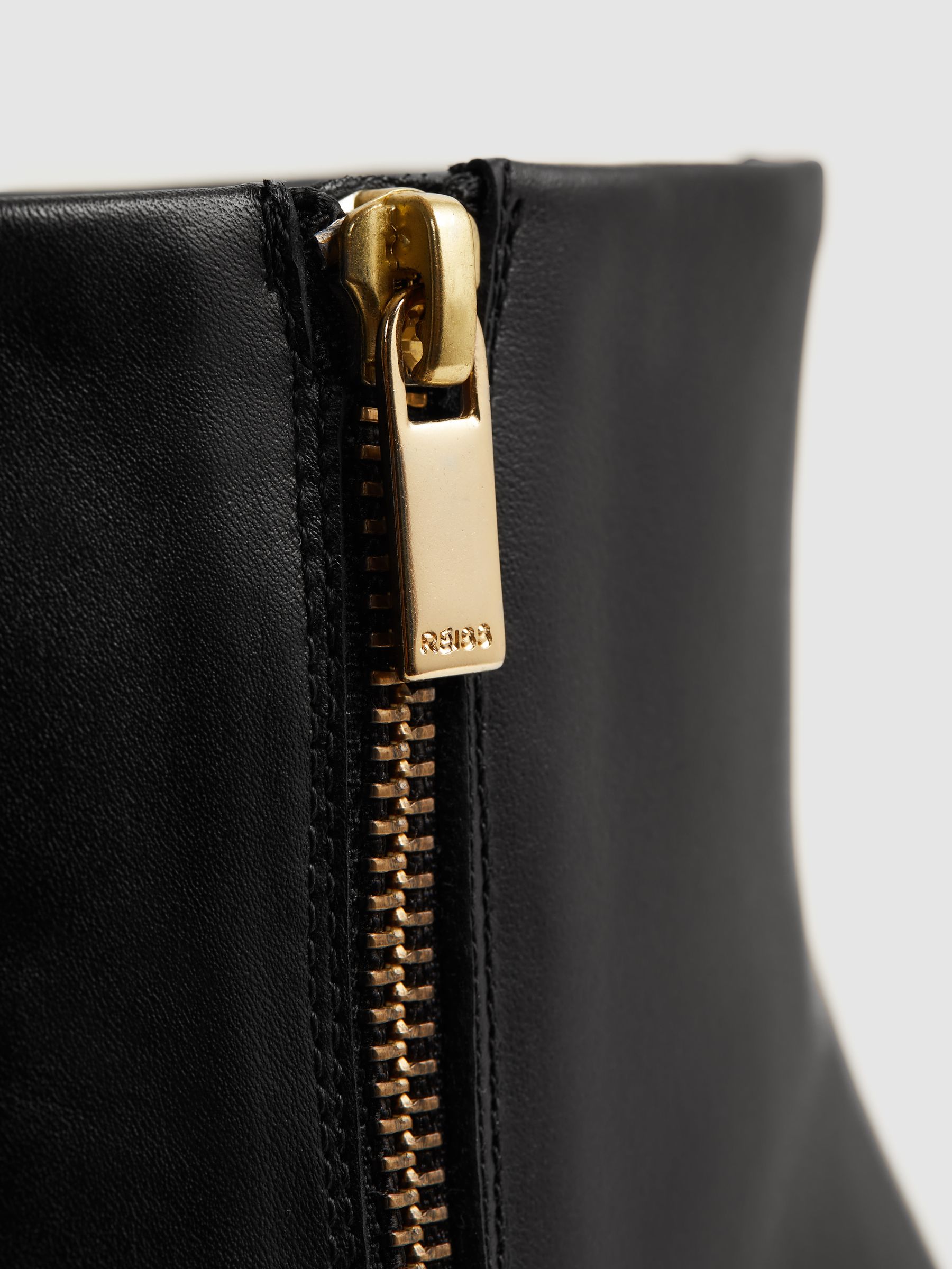 Italian Leather Heeled Ankle Boots in Black - Image 7 of 7