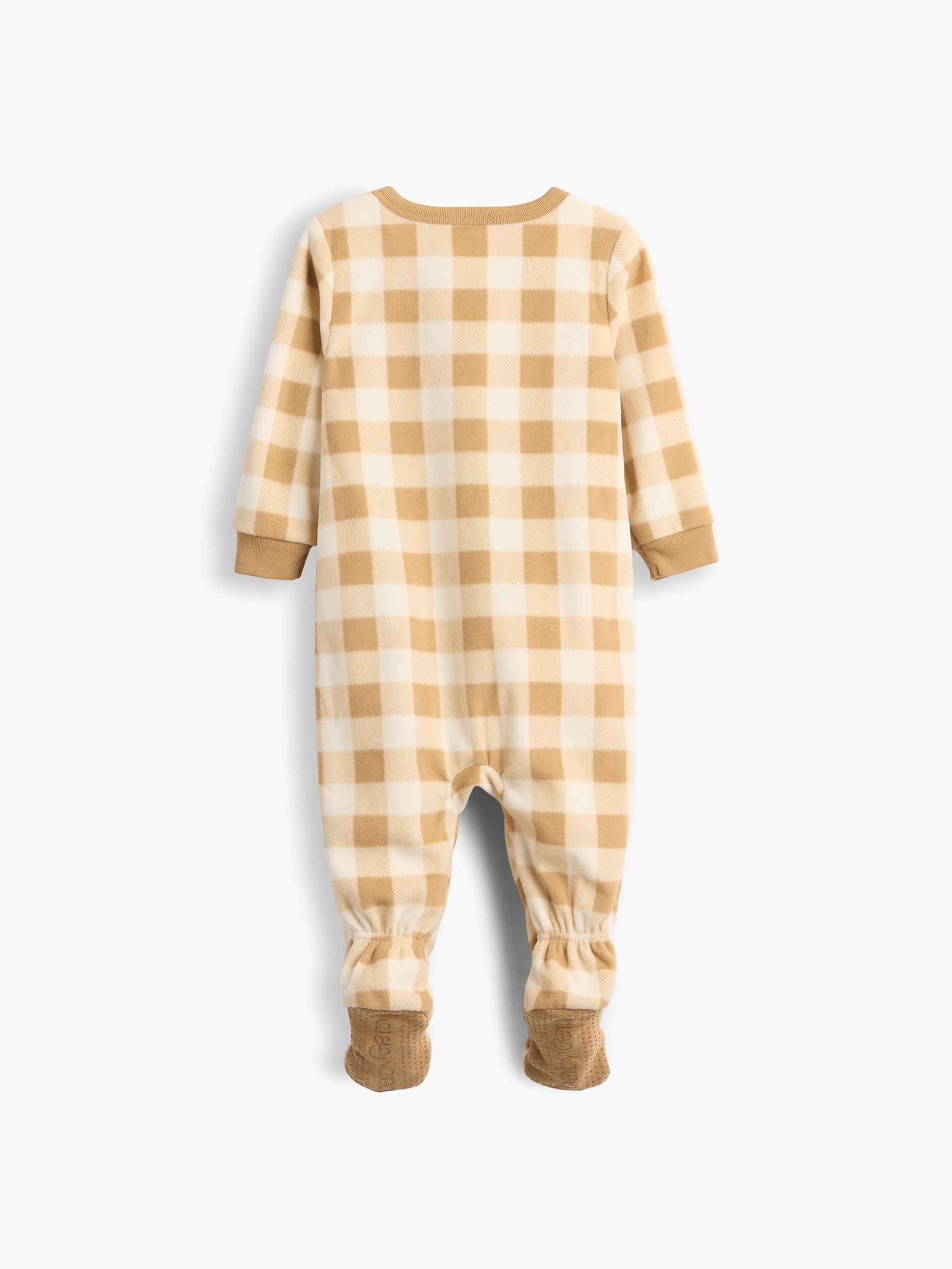 Brown Gingham Sleepsuit - Image 2 of 3 Brown Gingham Sleepsuit - Image 2 of 3