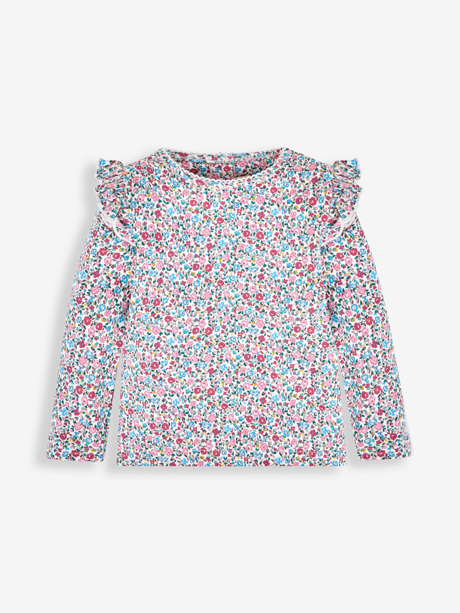 Pink Ditsy Floral 2-Pack Print & Stripe Frill Tops - Image 3 of 7