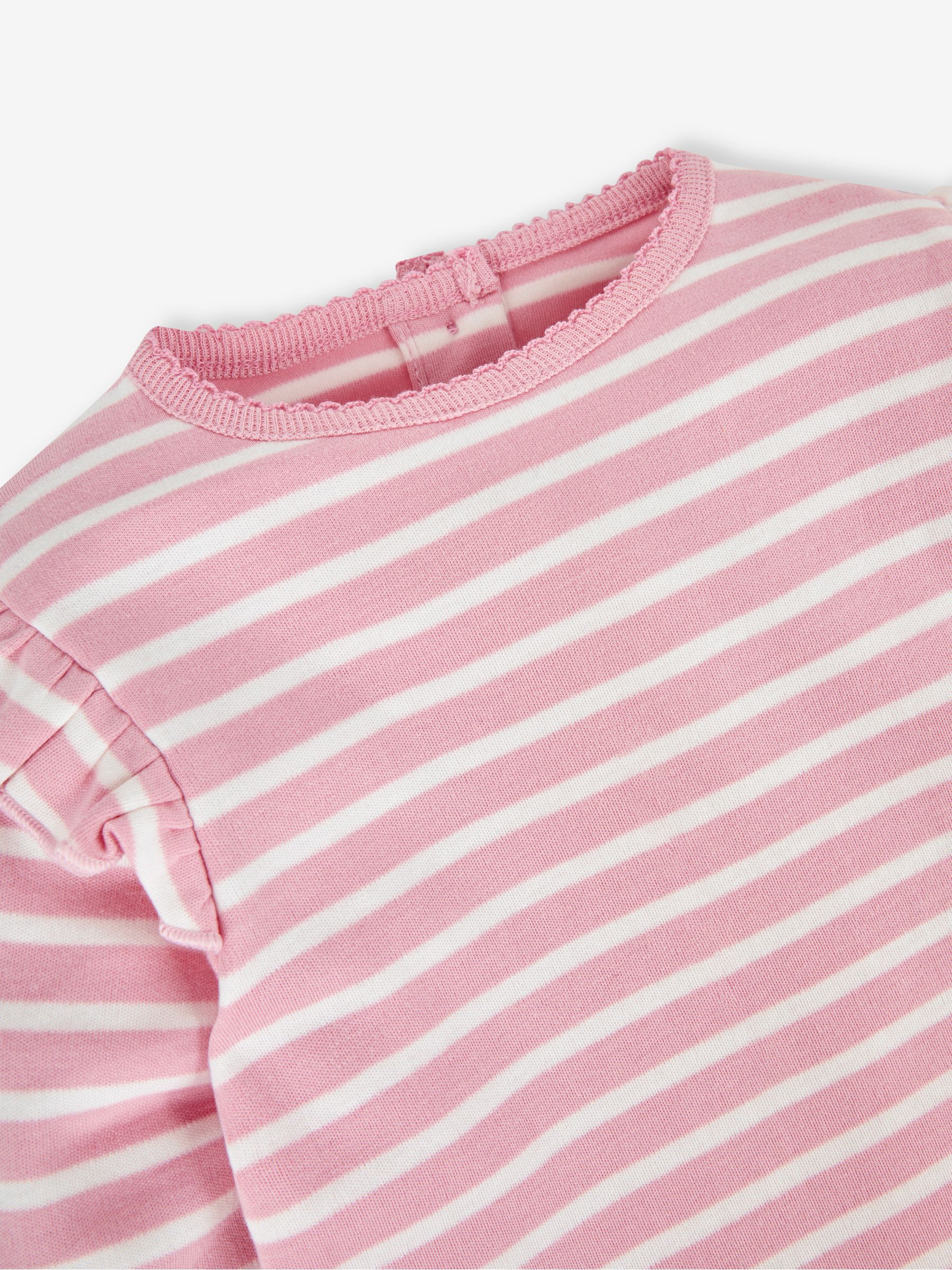 Pink Ditsy Floral 2-Pack Print & Stripe Frill Tops - Image 4 of 7