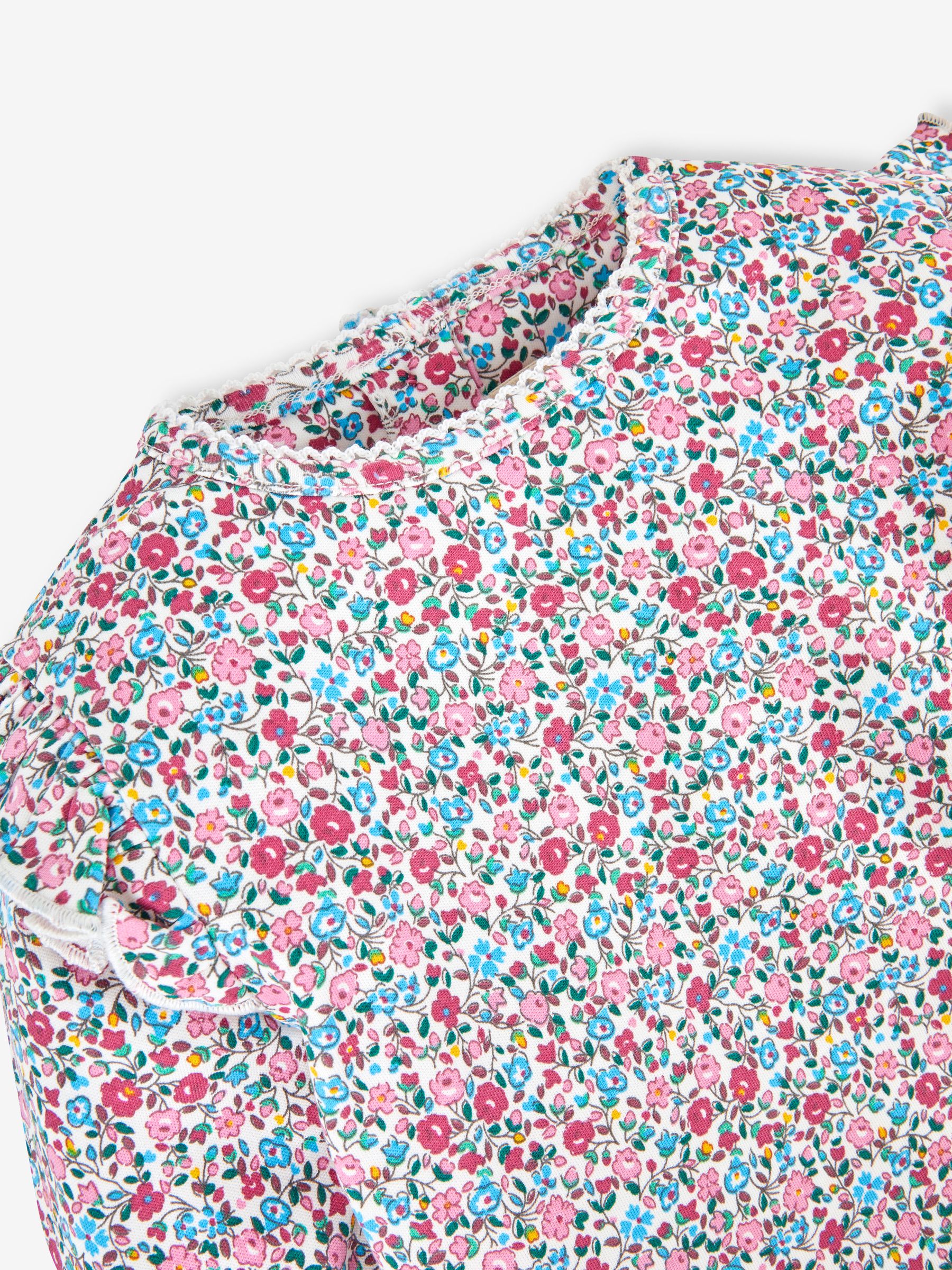 Pink Ditsy Floral 2-Pack Print & Stripe Frill Tops - Image 5 of 7