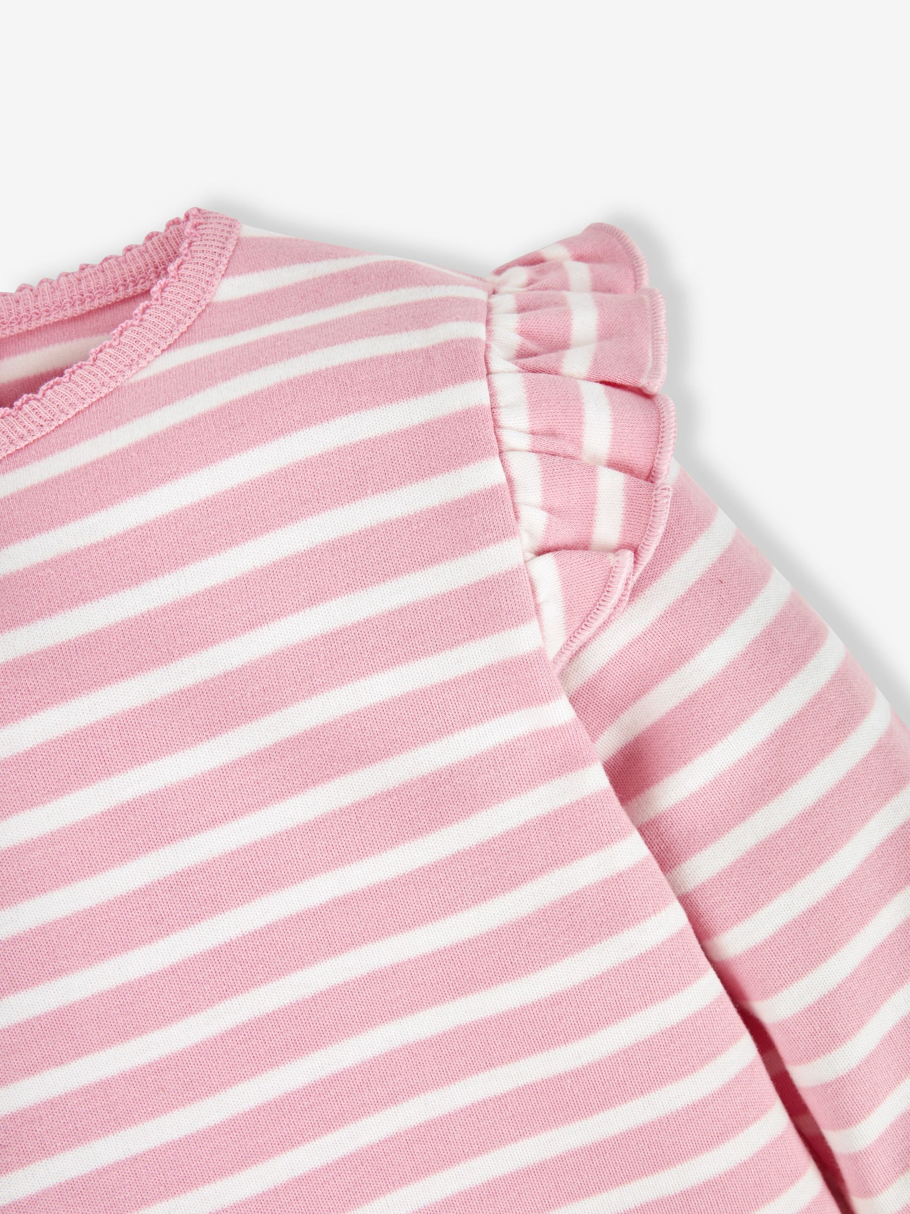 Pink Ditsy Floral 2-Pack Print & Stripe Frill Tops - Image 6 of 7