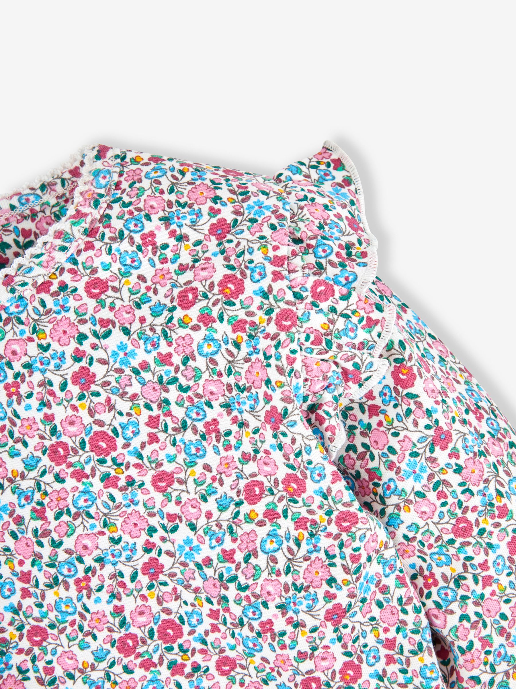 Pink Ditsy Floral 2-Pack Print & Stripe Frill Tops - Image 7 of 7
