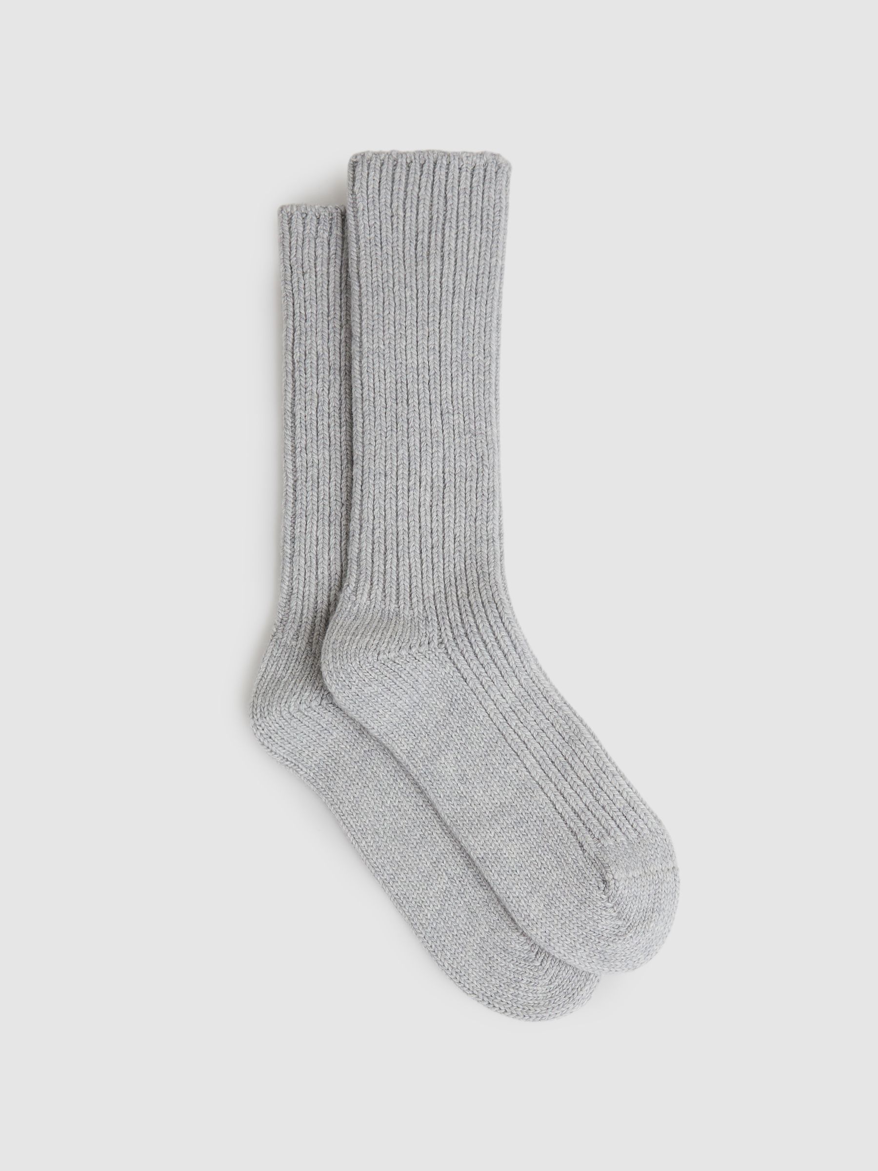 Wool Blend Ribbed Socks in Grey - Image 1 of 3