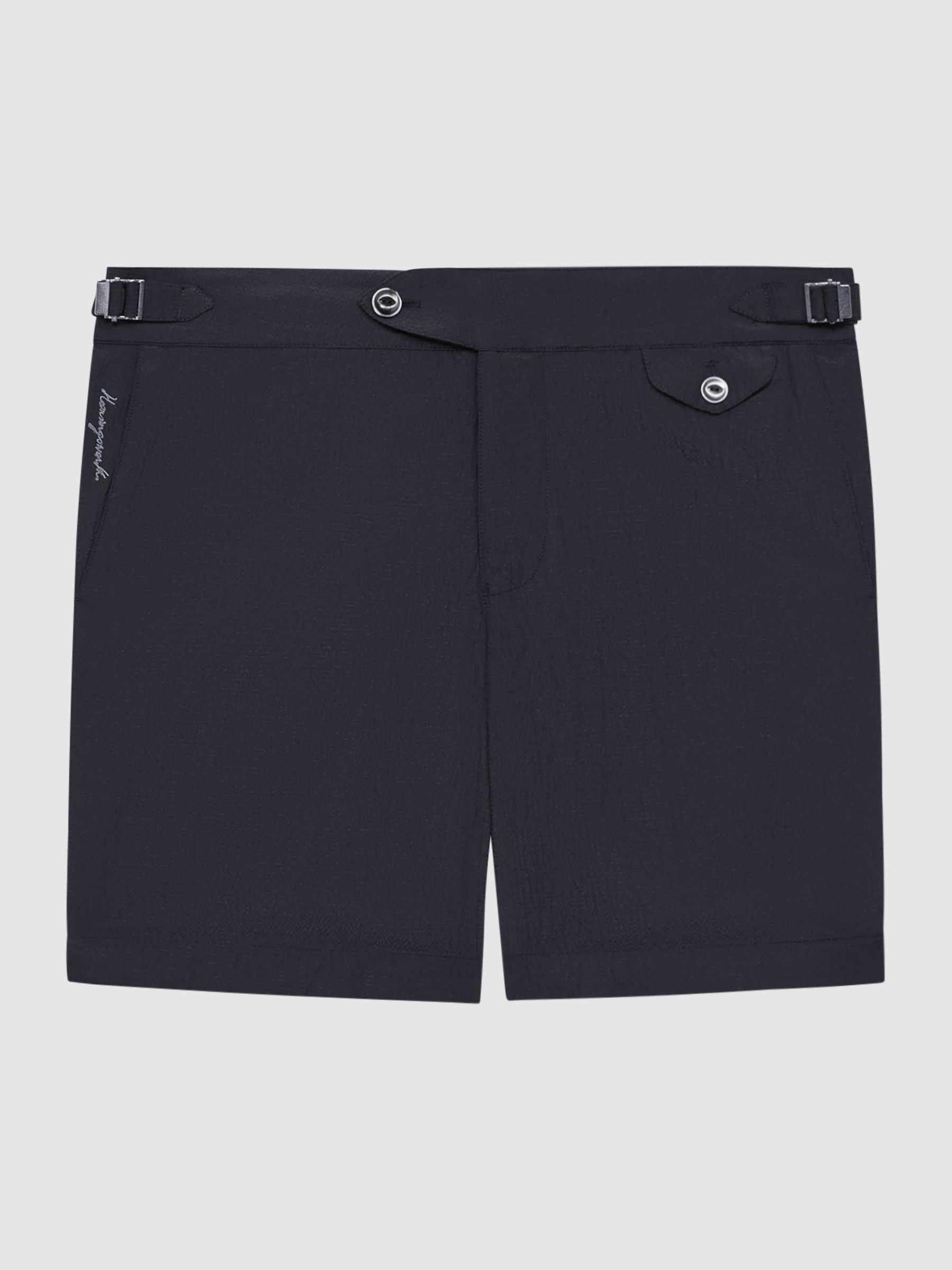 Hemingsworth Side Adjuster Swim Shorts in Navy Stripe - Image 2 of 5